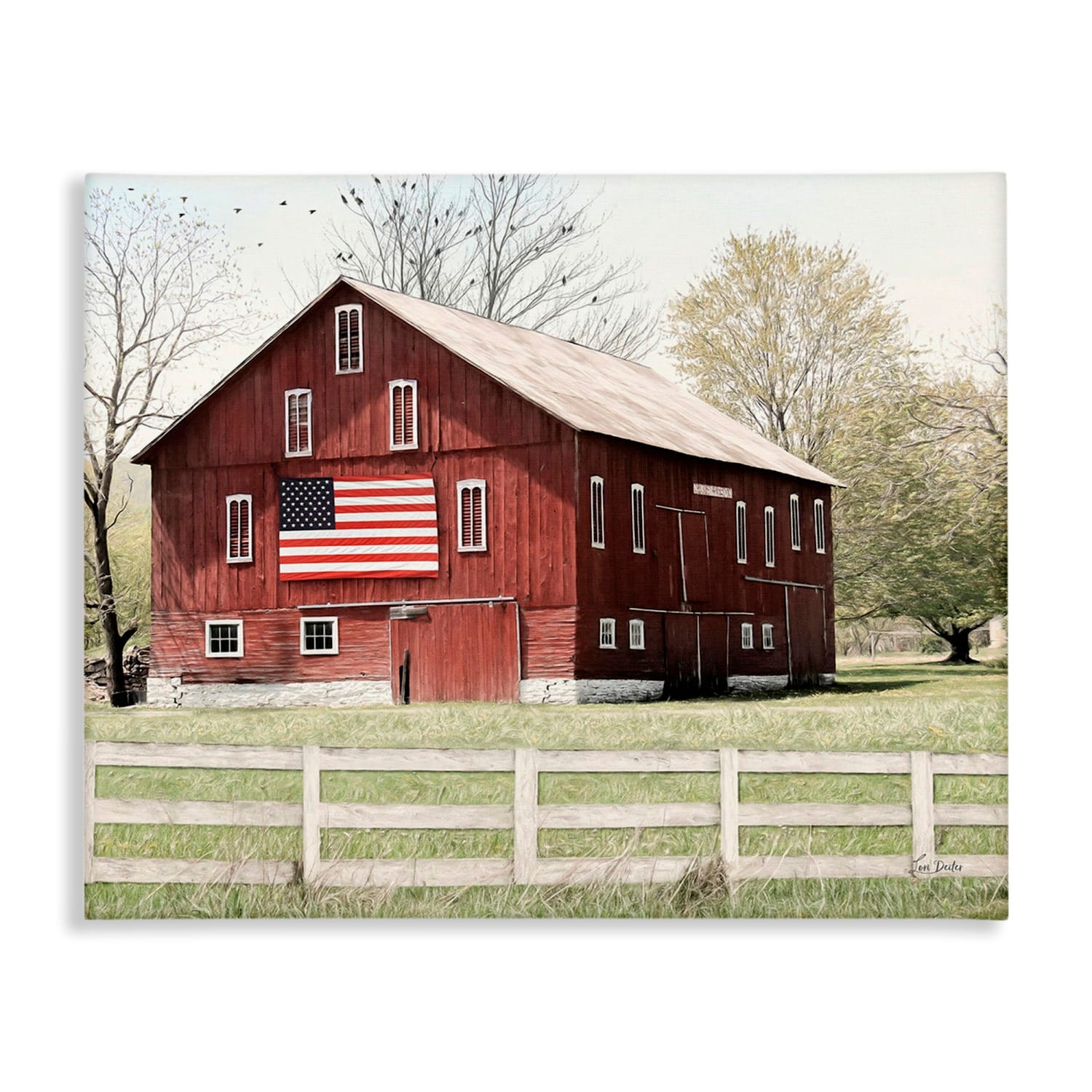 Stupell Industries Patriotic Barn Flag Canvas Wall Art