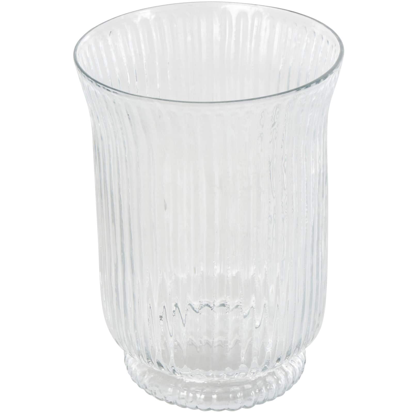 Clear Round Glass Ribbed Fluted Decorative Candle Holder