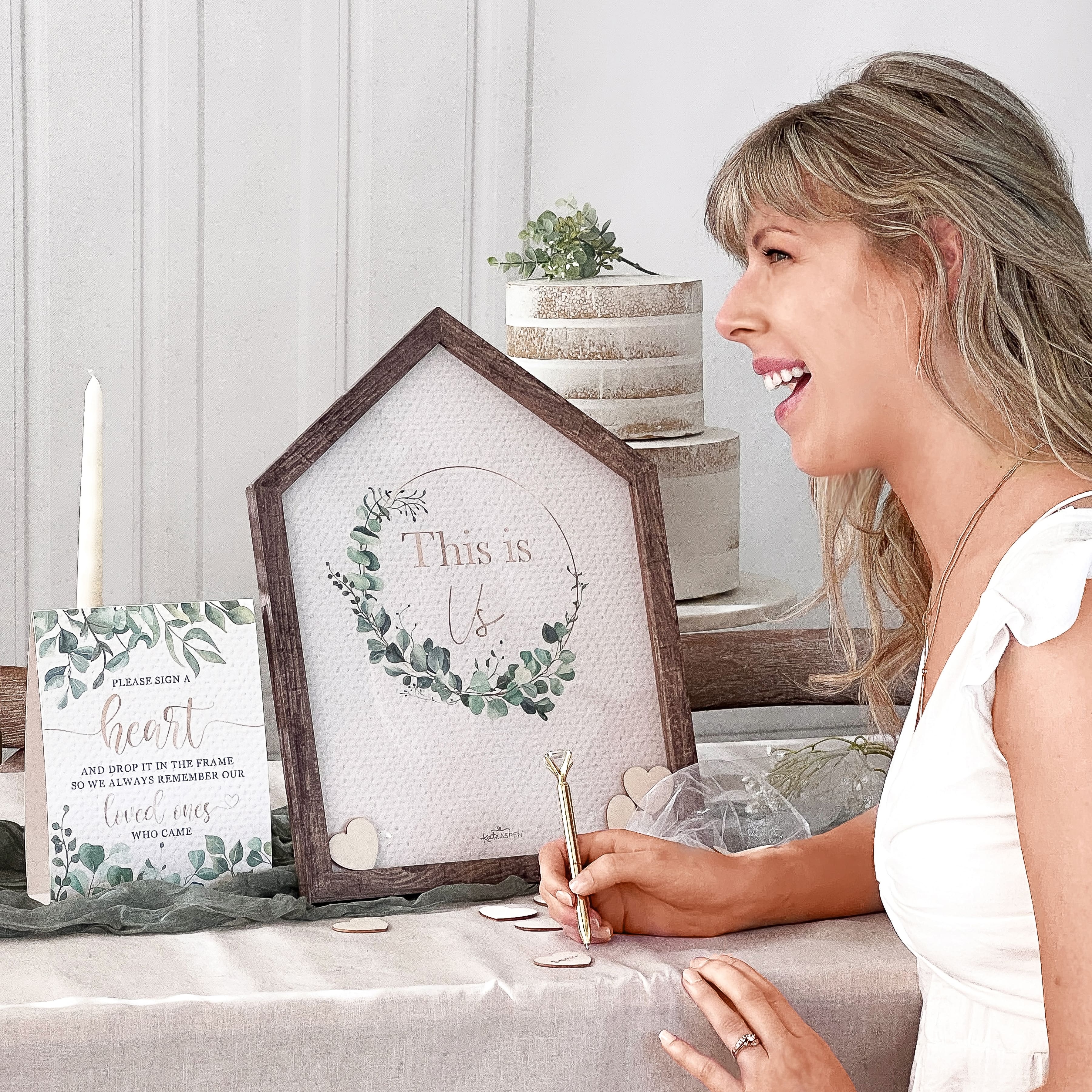 Kate Aspen® Modern Rustic House Shape Wedding Guest Book Alternative