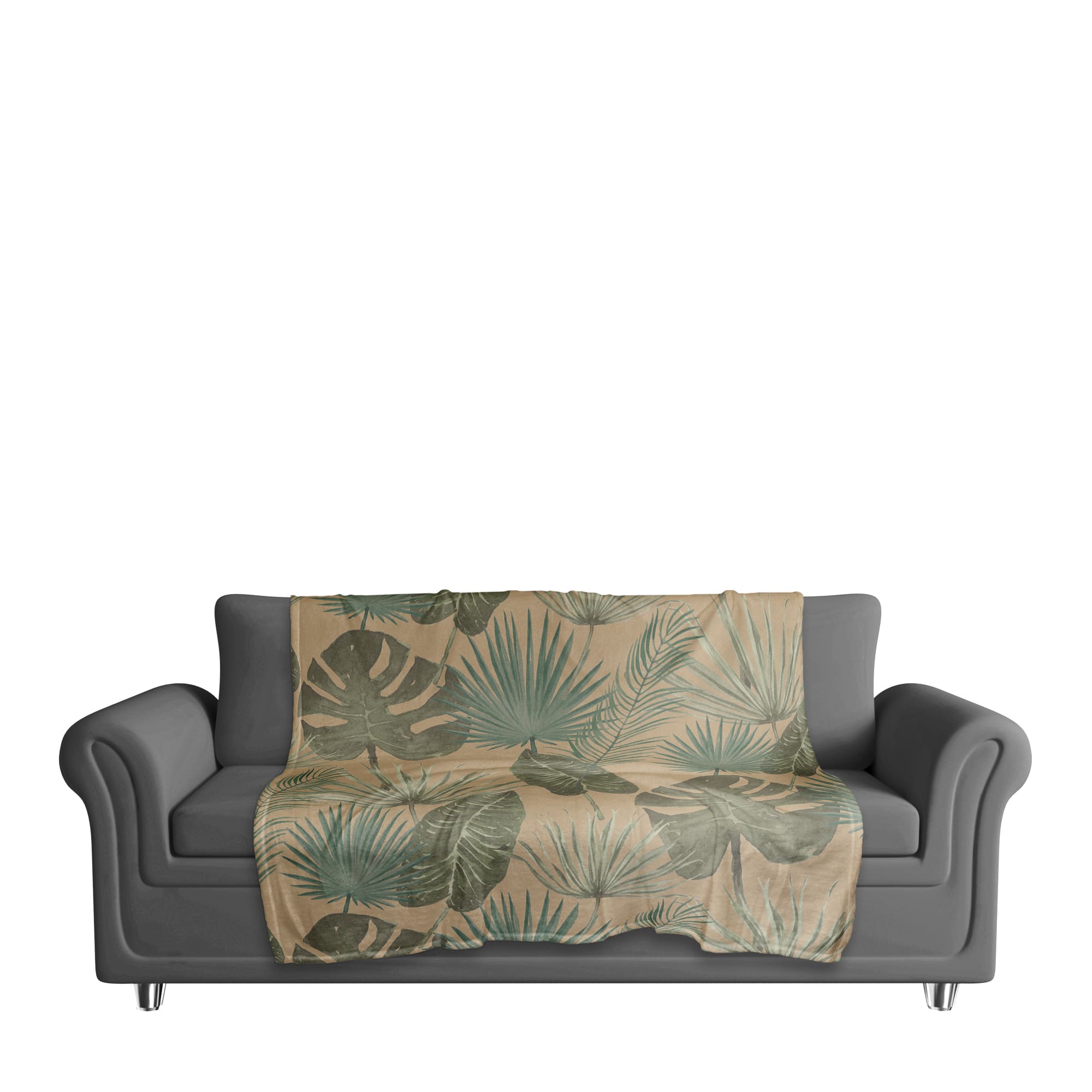 Tropical Palm Coral Fleece Blanket