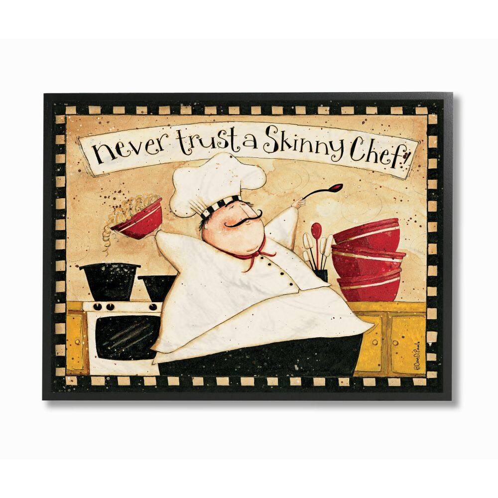 Stupell Industries Never Trust a Skinny Chef with Happy Cook Phrase Framed Wall Art