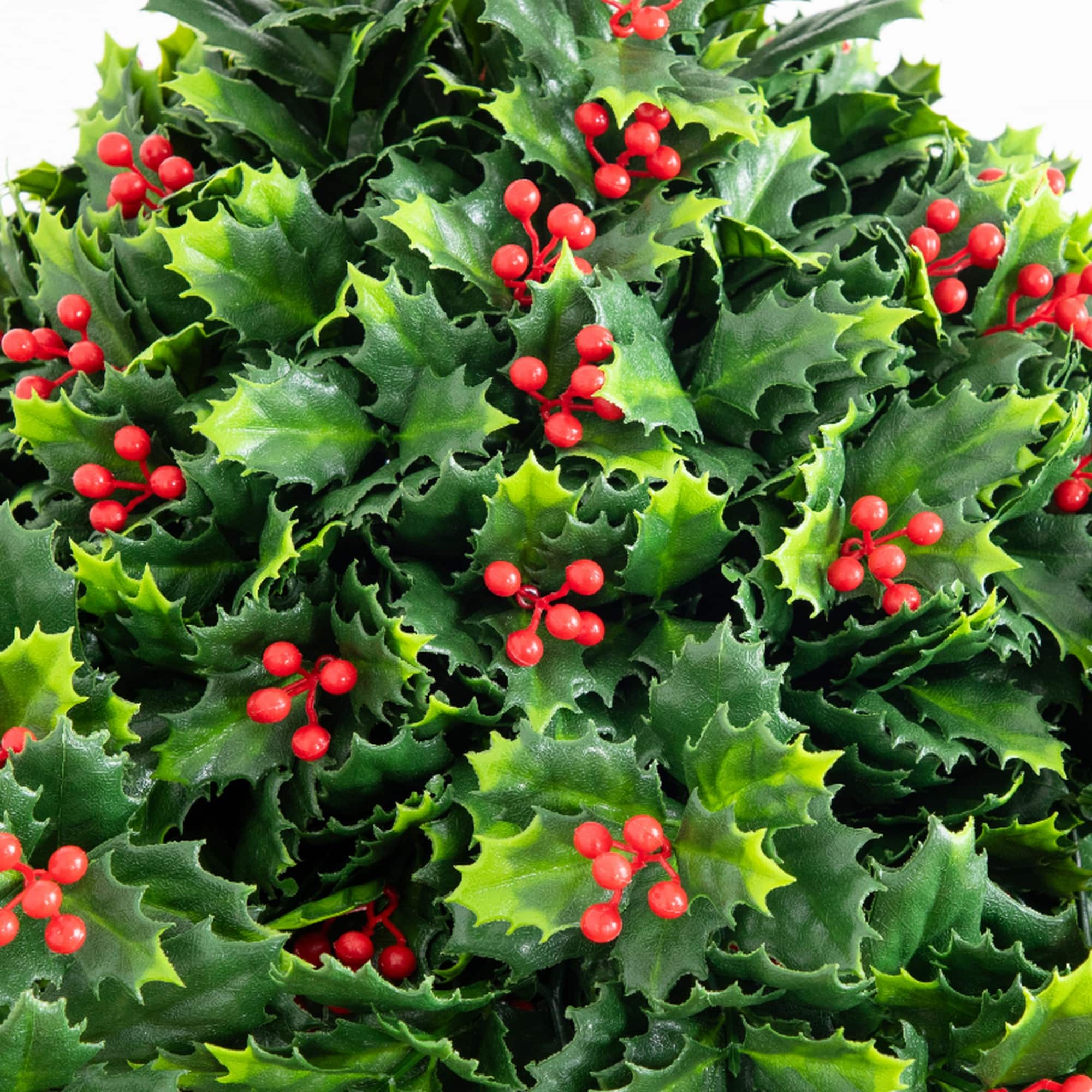 Nearly Natural 16" Holly & Berry UV Resistant Artificial Christmas Plant