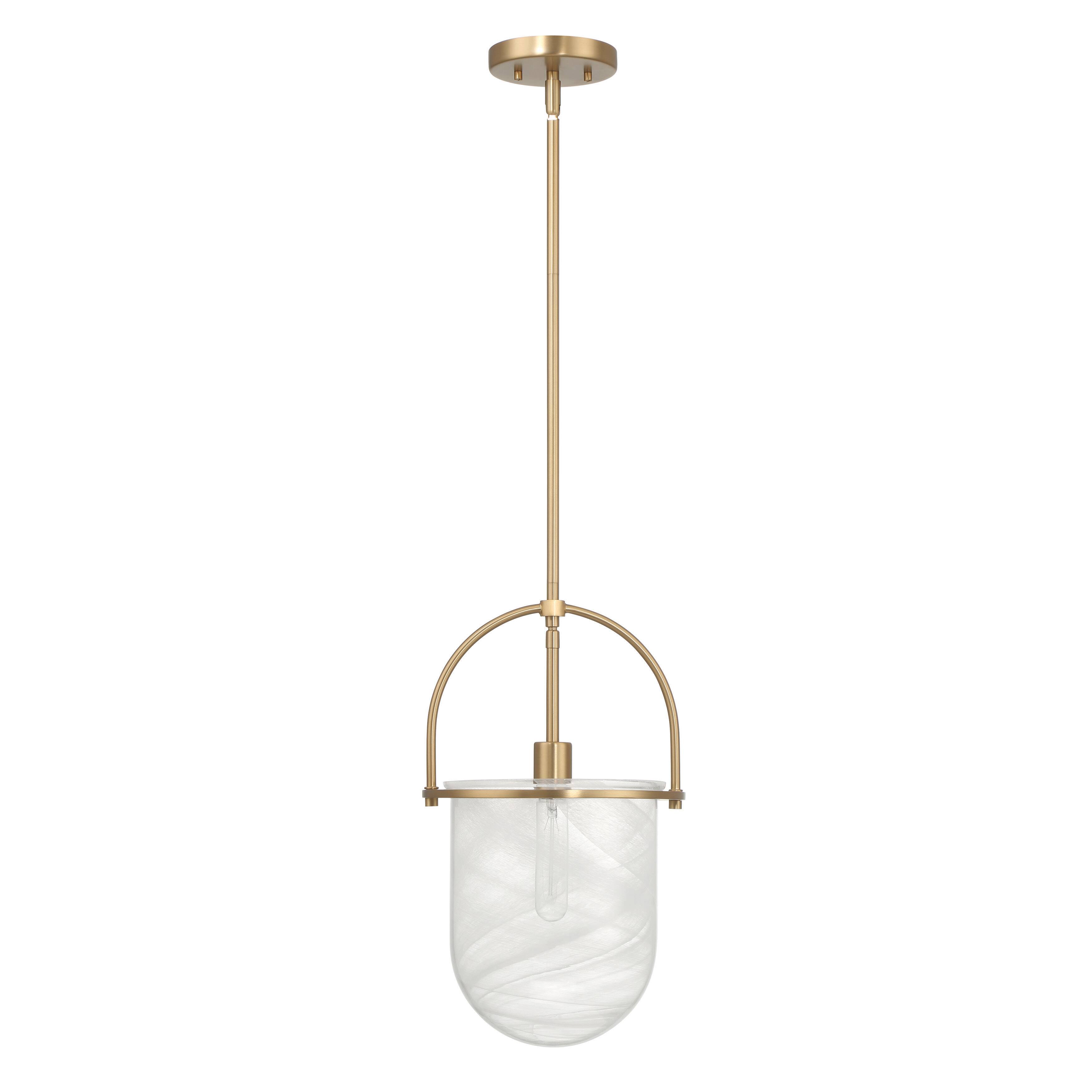 Hello Honey® Beatrice Gold & White Mid-Century Modern Handmade Marbleized Glass & Metal Ceiling Light