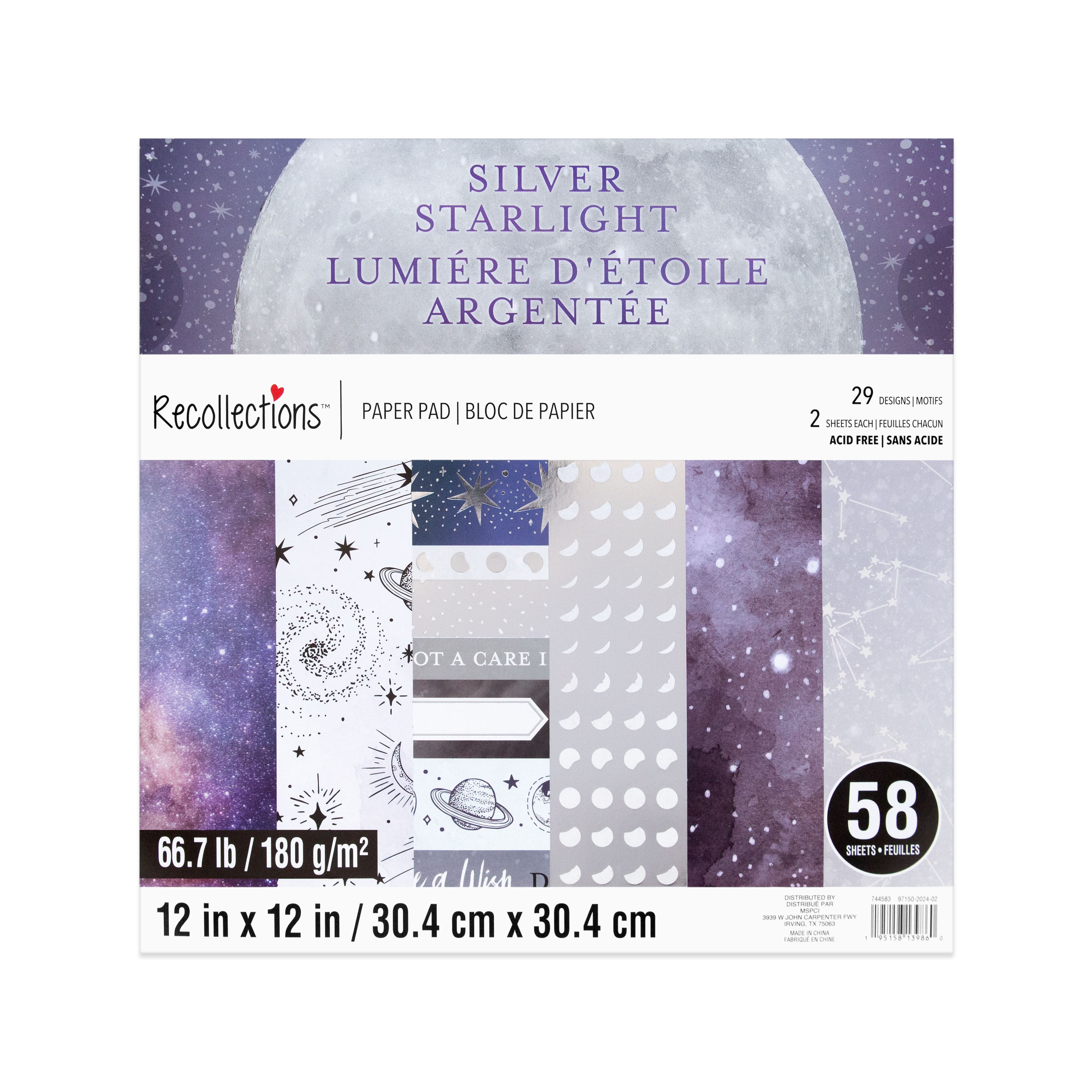 6 Pack: 12" x 12" Silver Starlight Paper Pad by Recollections™