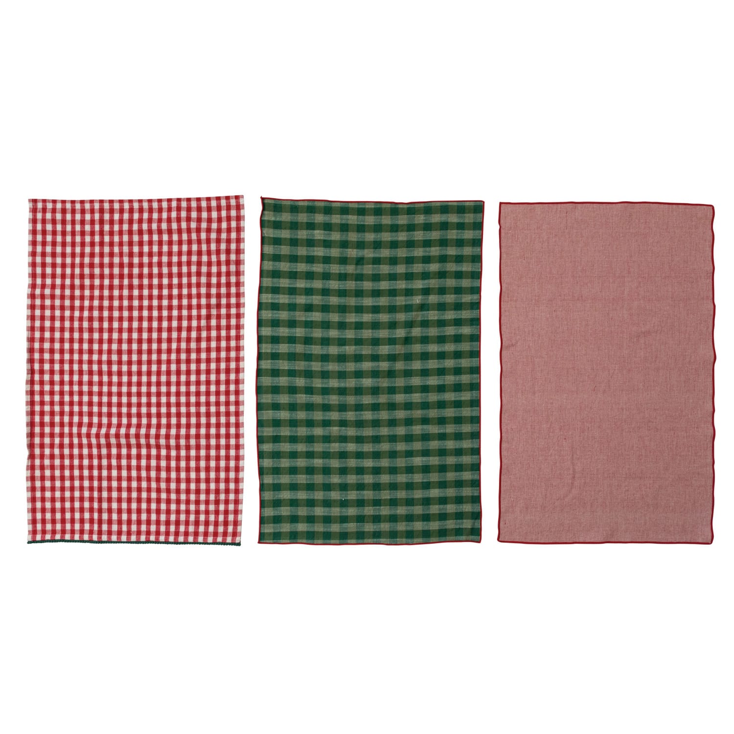 Hello Honey® Red & Green Woven Cotton Tea Towel Set