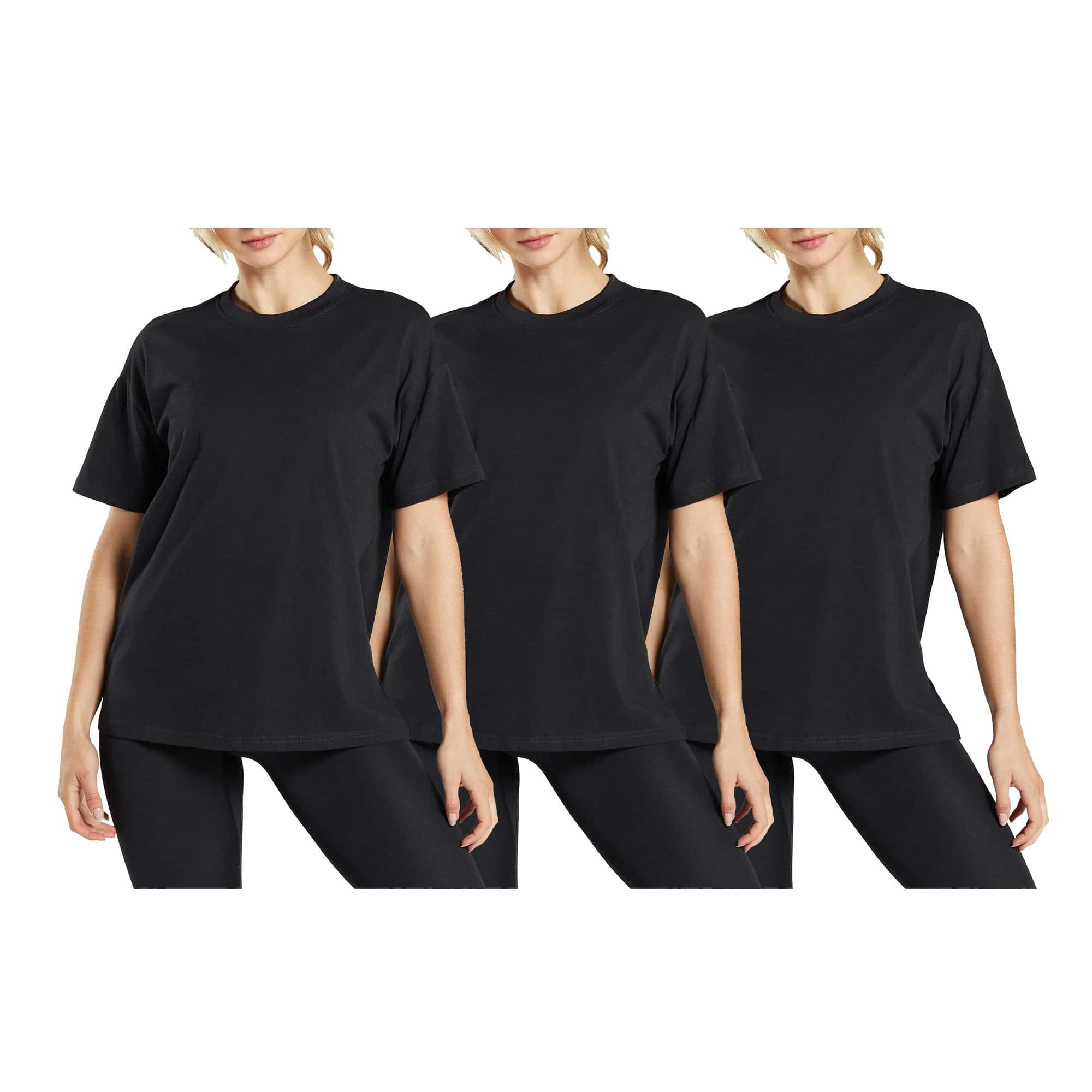 Galaxy by Harvic Loose Fit Crew Neck Women's T-Shirt 3 Pack