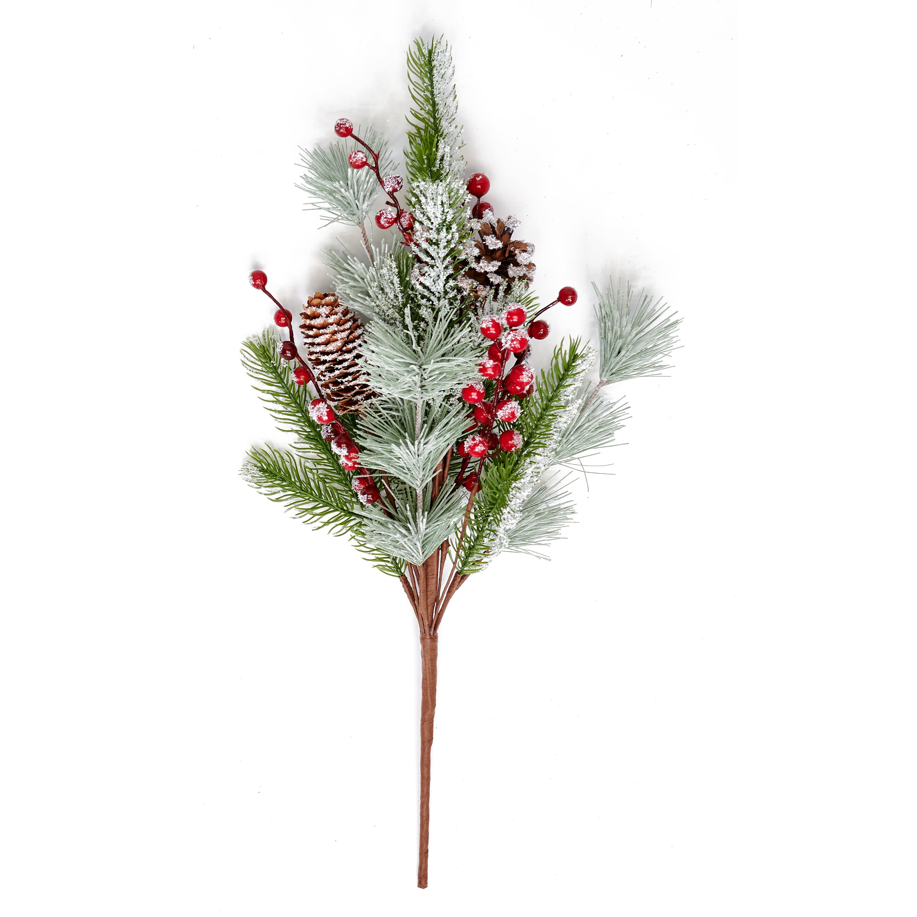 23" Artificial Christmas Snowy Red Berry & Pinecone Bush, 2ct.