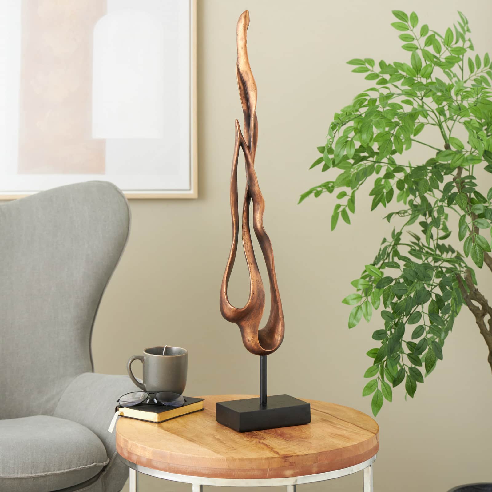 32" Bronze Polystone & Metal Abstract Decorative Sculpture