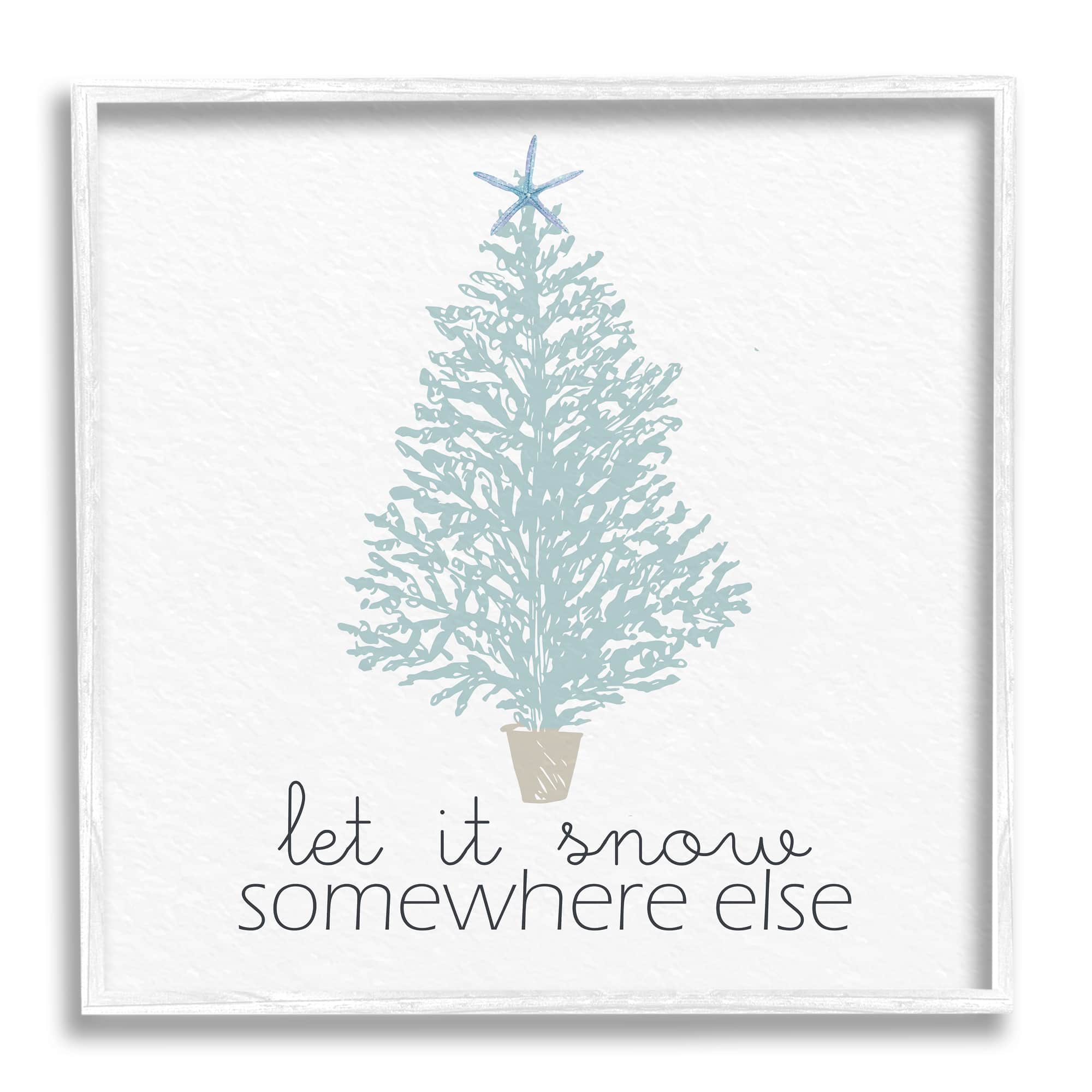Stupell Industries Snow Somewhere Else Holiday Tree Framed Giclee Art