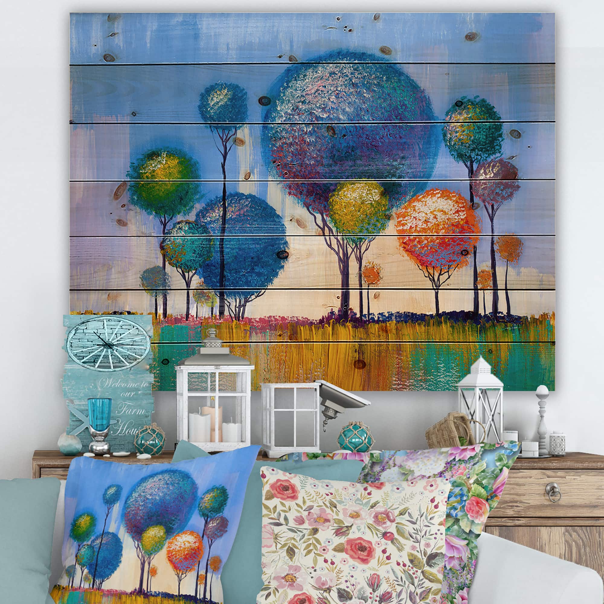 Designart - Colourful Trees Impressionist Landscape I