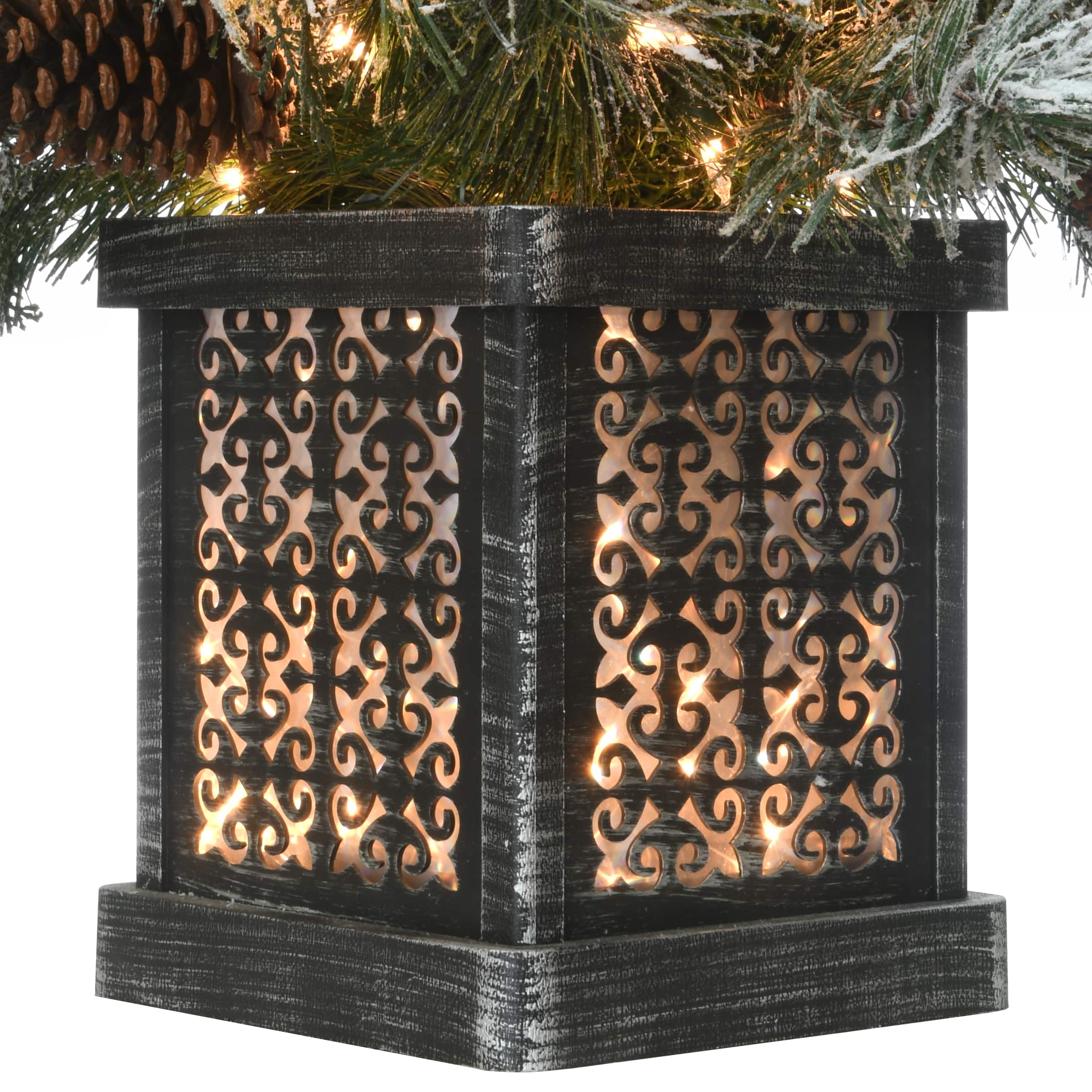 4ft. Pre-Lit Snowy Bedford Pine Entrance Artificial Christmas Tree, Clear Lights