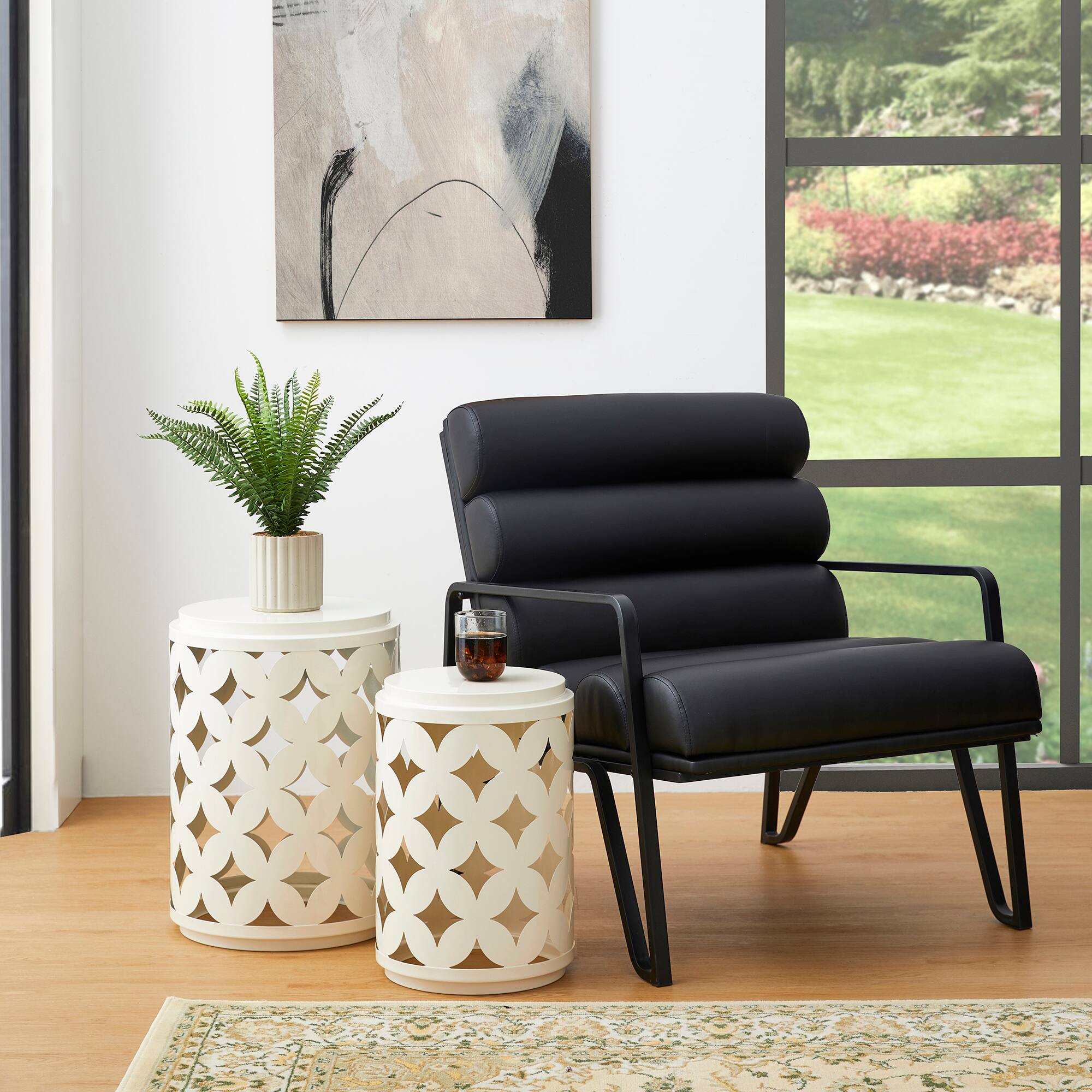 Glitzhome® Modern Heavy Duty Metal Frame Side Table Set