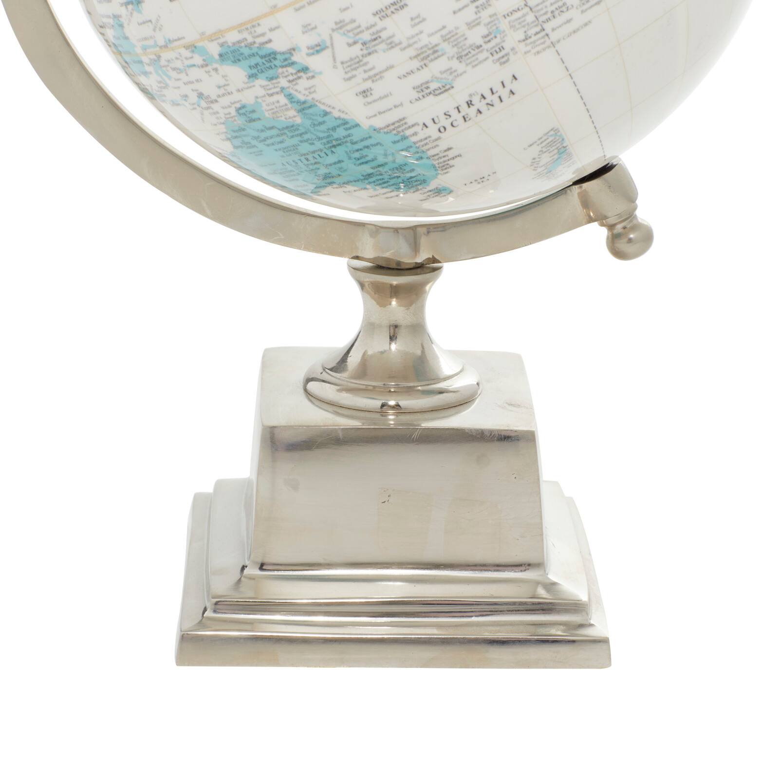 13" Turquoise & White Aluminum Globe