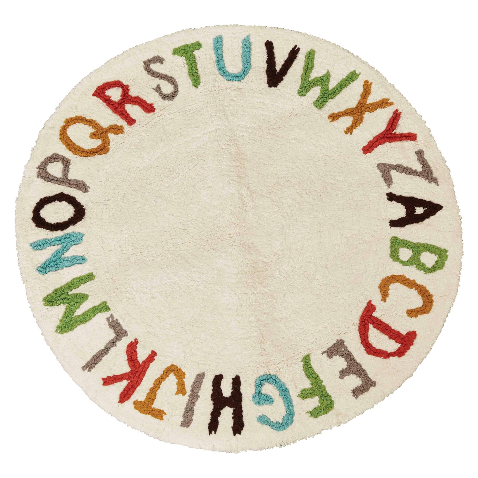 Hello Honey® 38" Round Cotton Tufted Alphabet Rug