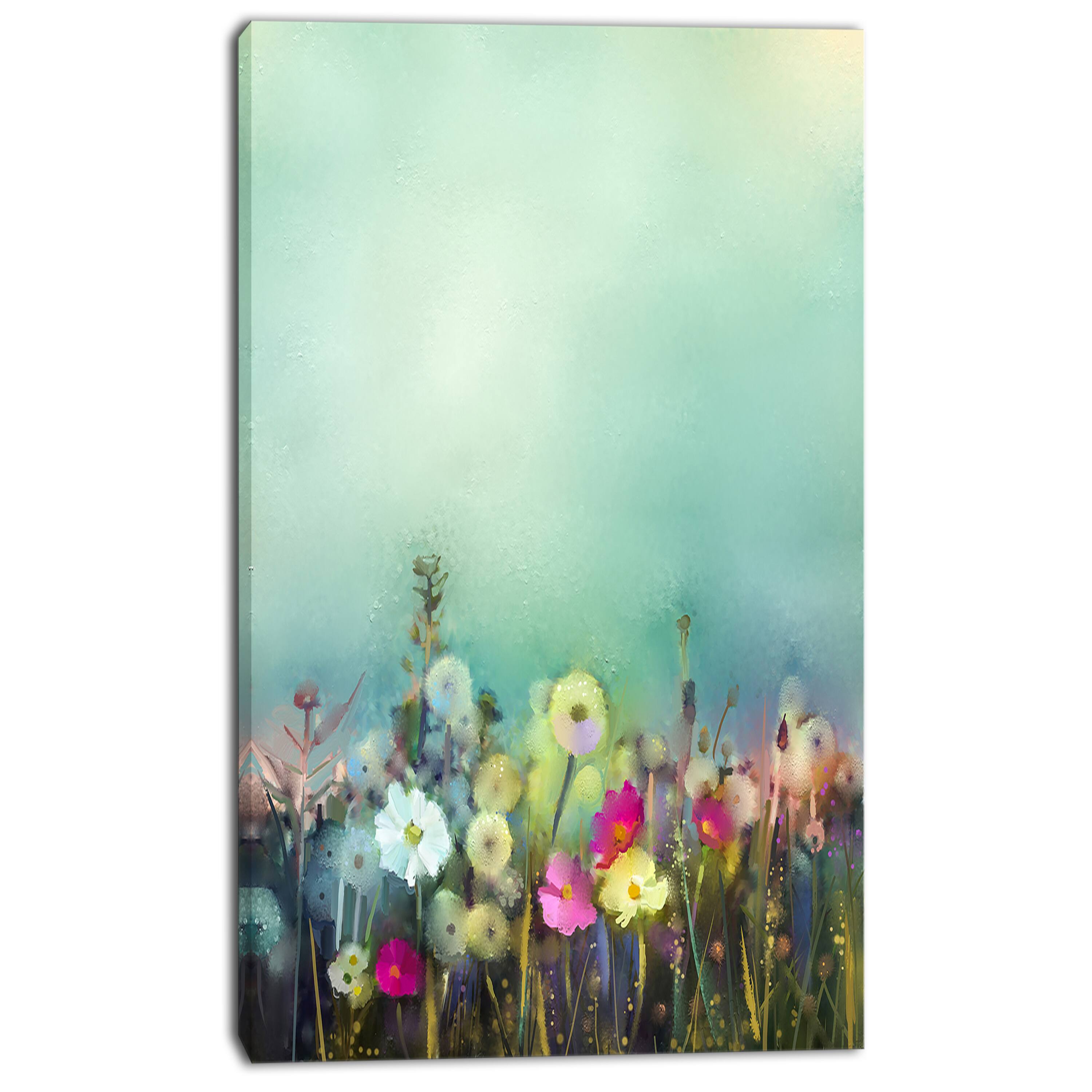 Designart - Dandelion Poppy and Daisy Flowers - Floral Canvas Art Print