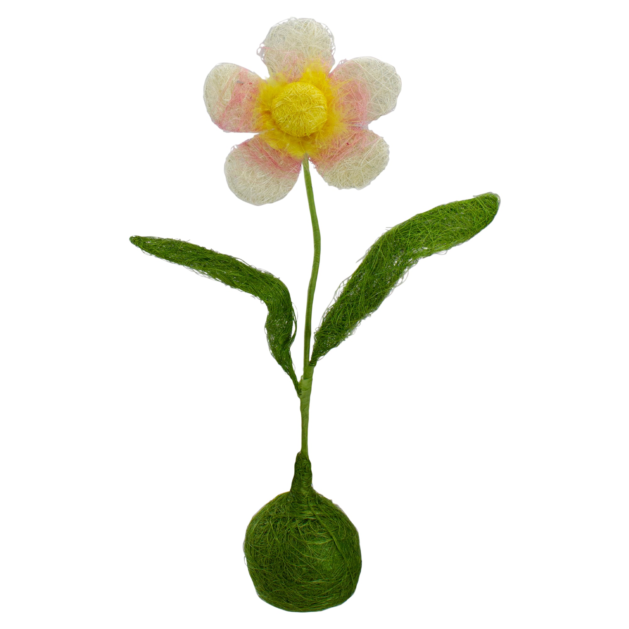 19" Green, Yellow & Pink Spring Floral Tabletop Decoration