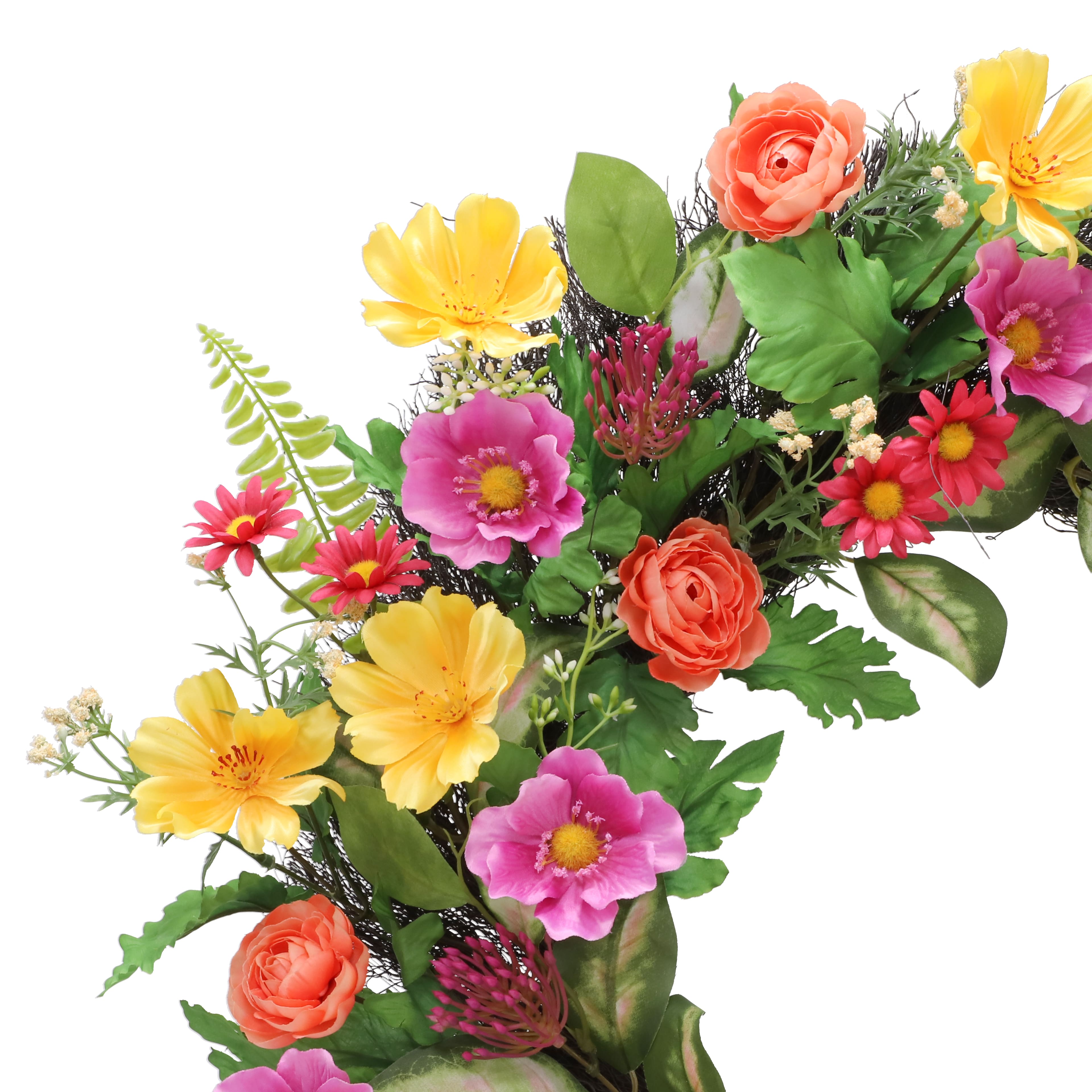 22" Pink & Yellow Anemone, Protea & Cosmos Wreath by Ashland®