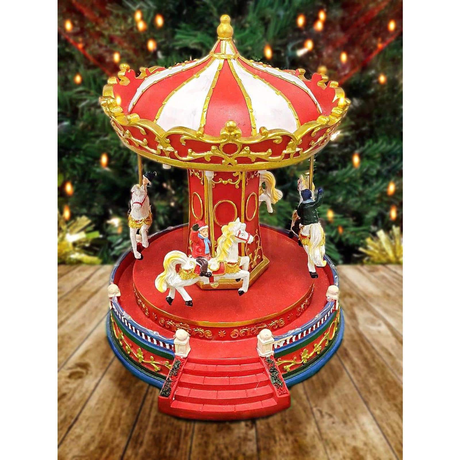 20" Christmas Village Carousel Decoration