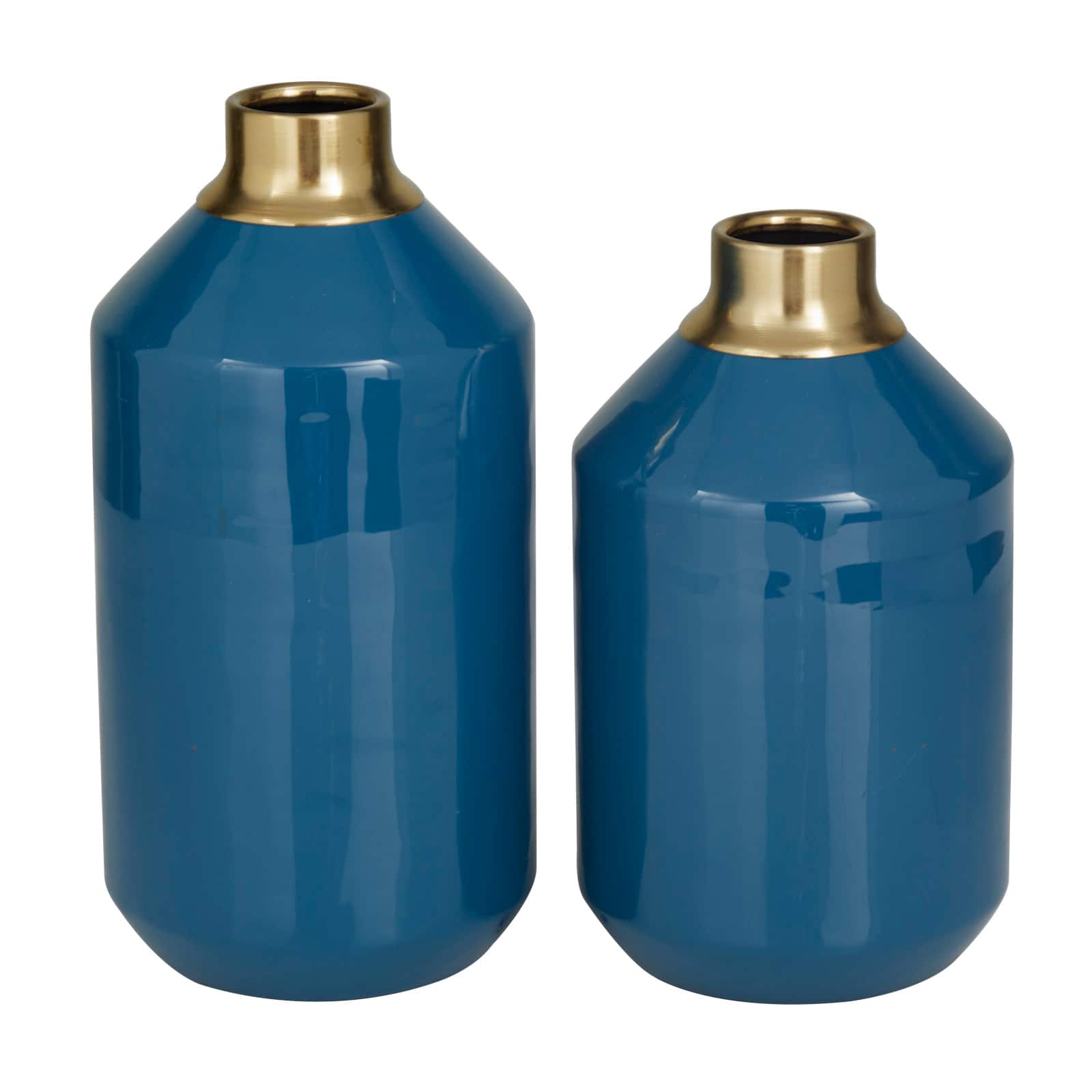 Blue Metal Modern Vase, 10" x 5" x 5"