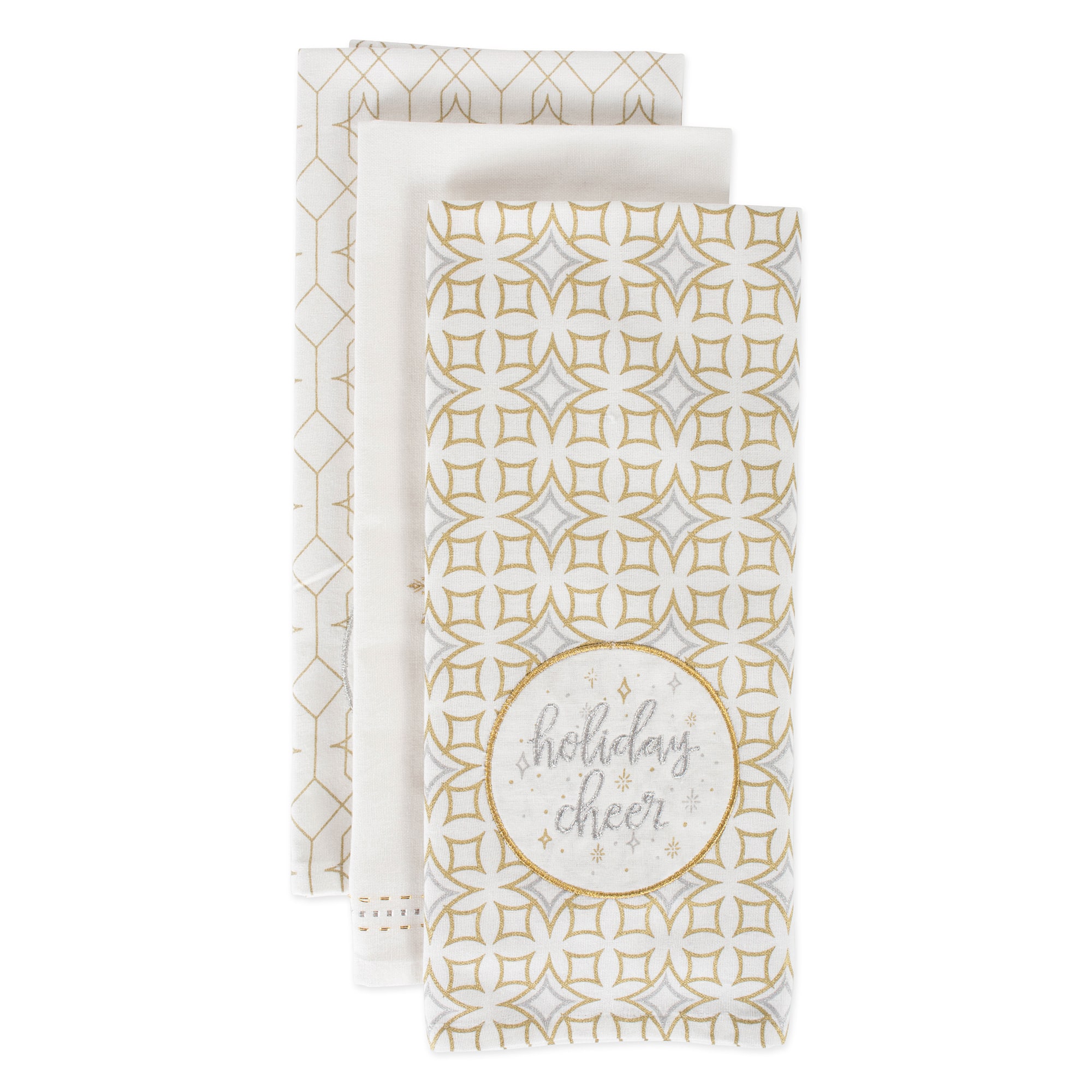 DII® Assorted Winter Sparkle Embellished Dishtowel Set