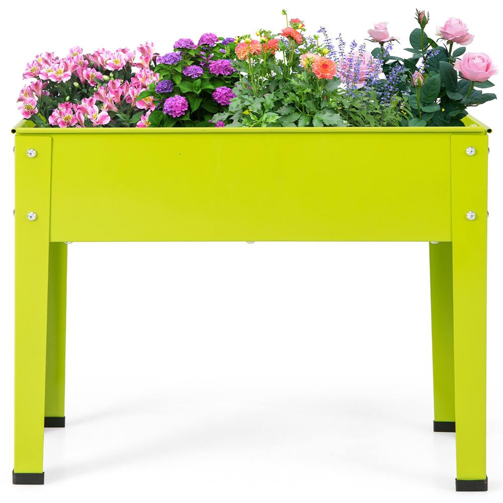 Costway 24" Metal Elevated Raised Garden Bed Planter with Legs & Drainage Hole