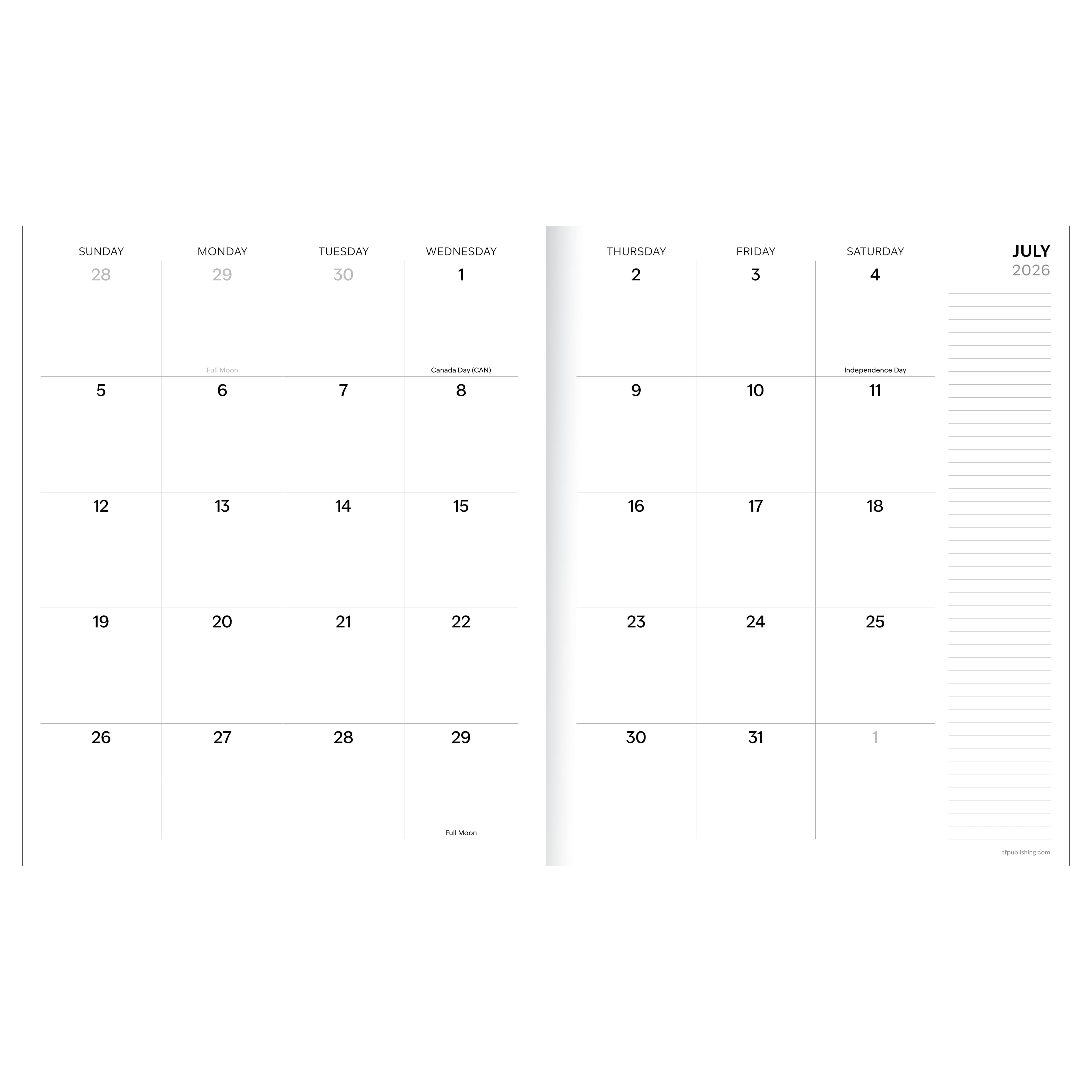 TF Publishing Large 2026-27 Wild Bison Monthly Planner