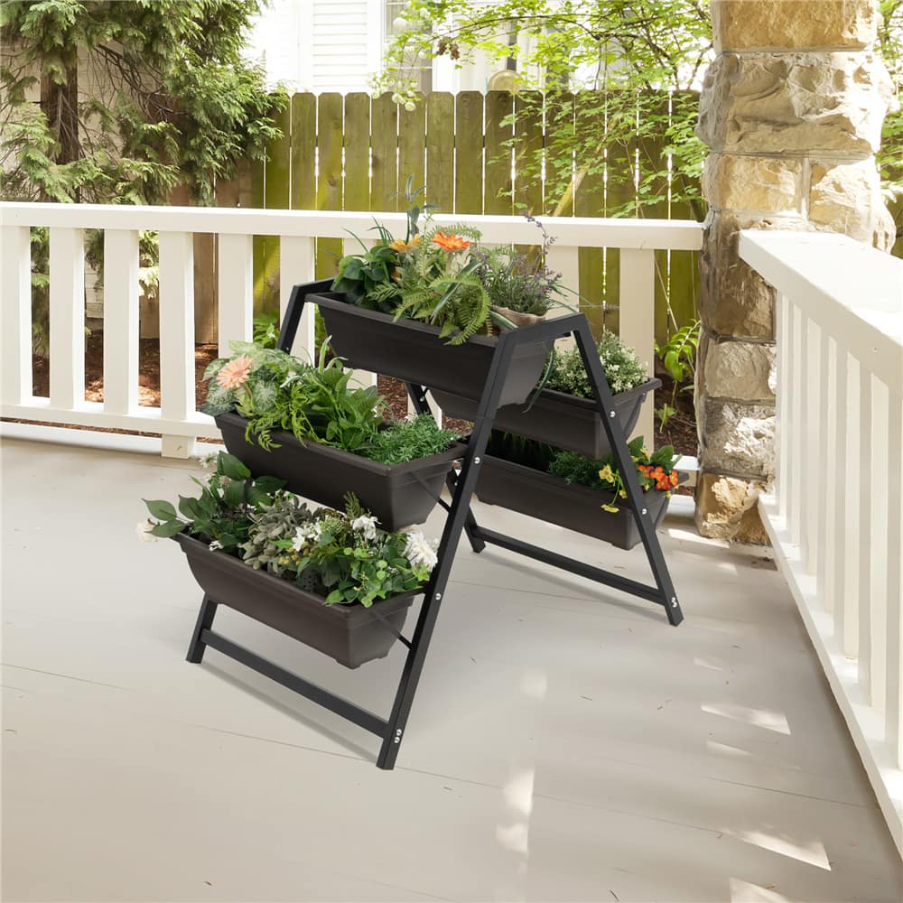Costway 31" x 36" Raised Garden Bed 3-Tier Vertical Planter with Plant Boxes