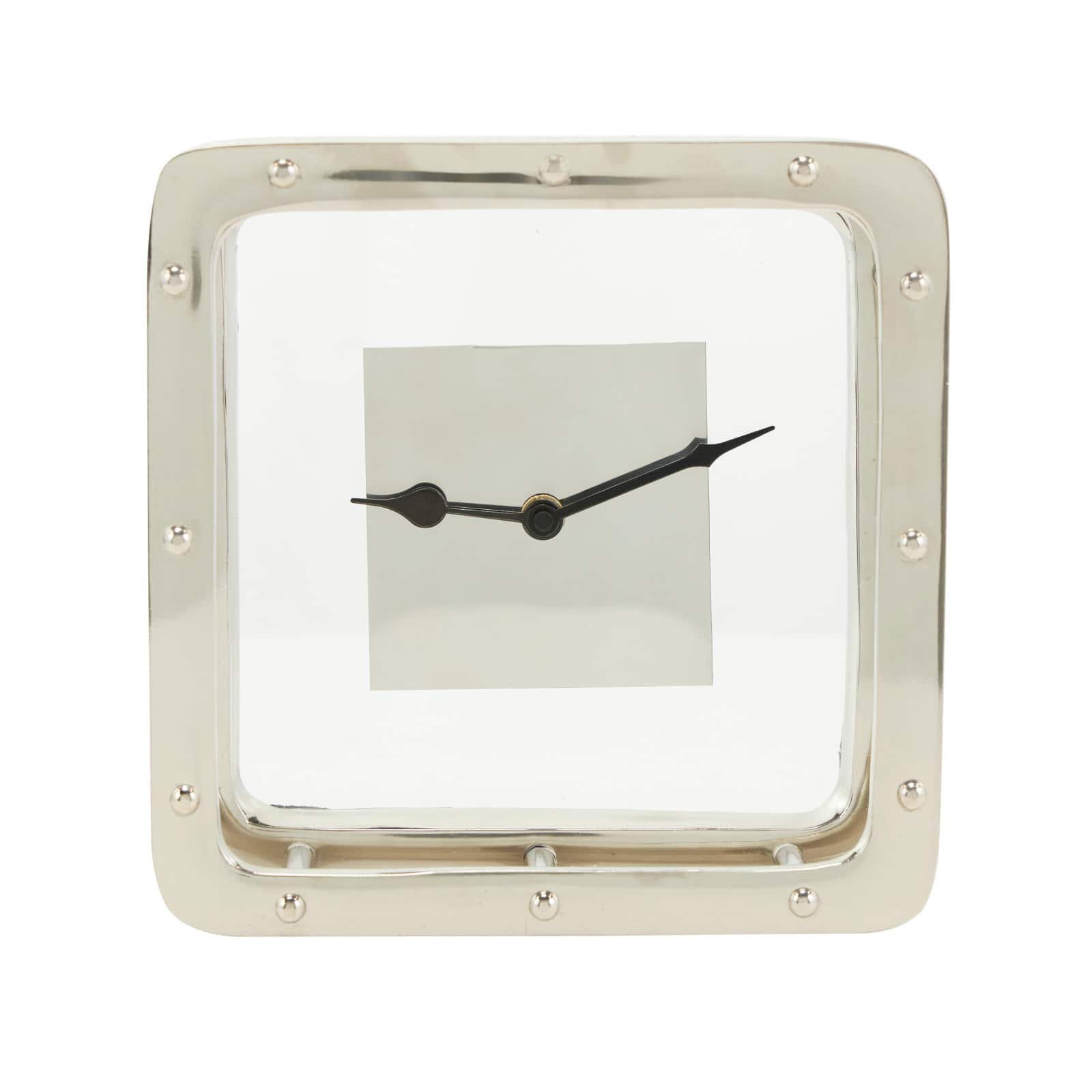 8" Silver Aluminum Geometric Dimensional Open Frame Clock
