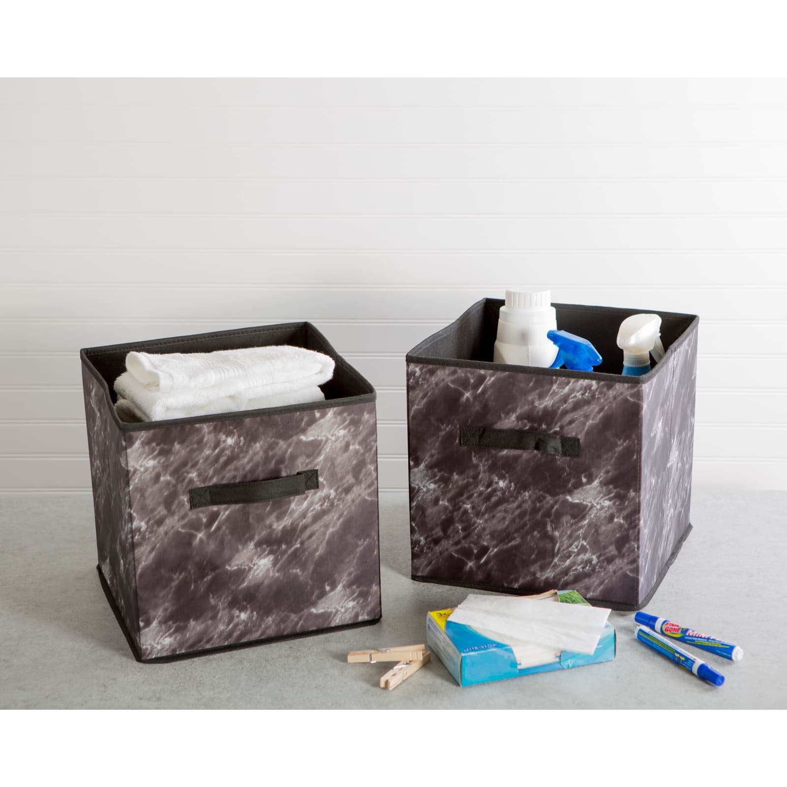DII® Black Marble Cube Laundry Bin Set