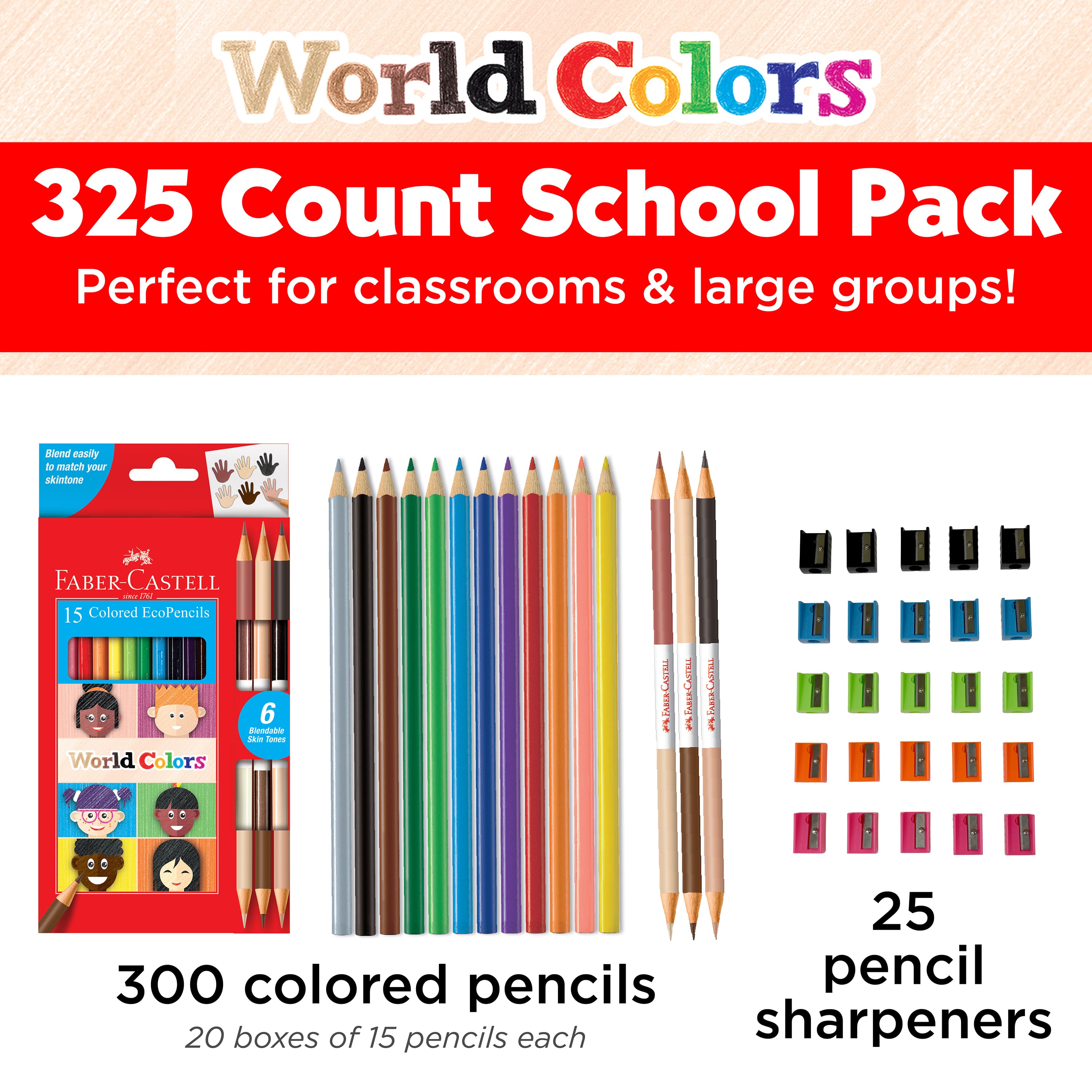 Faber-Castell® 300-Piece World Colors Pencil School Pack