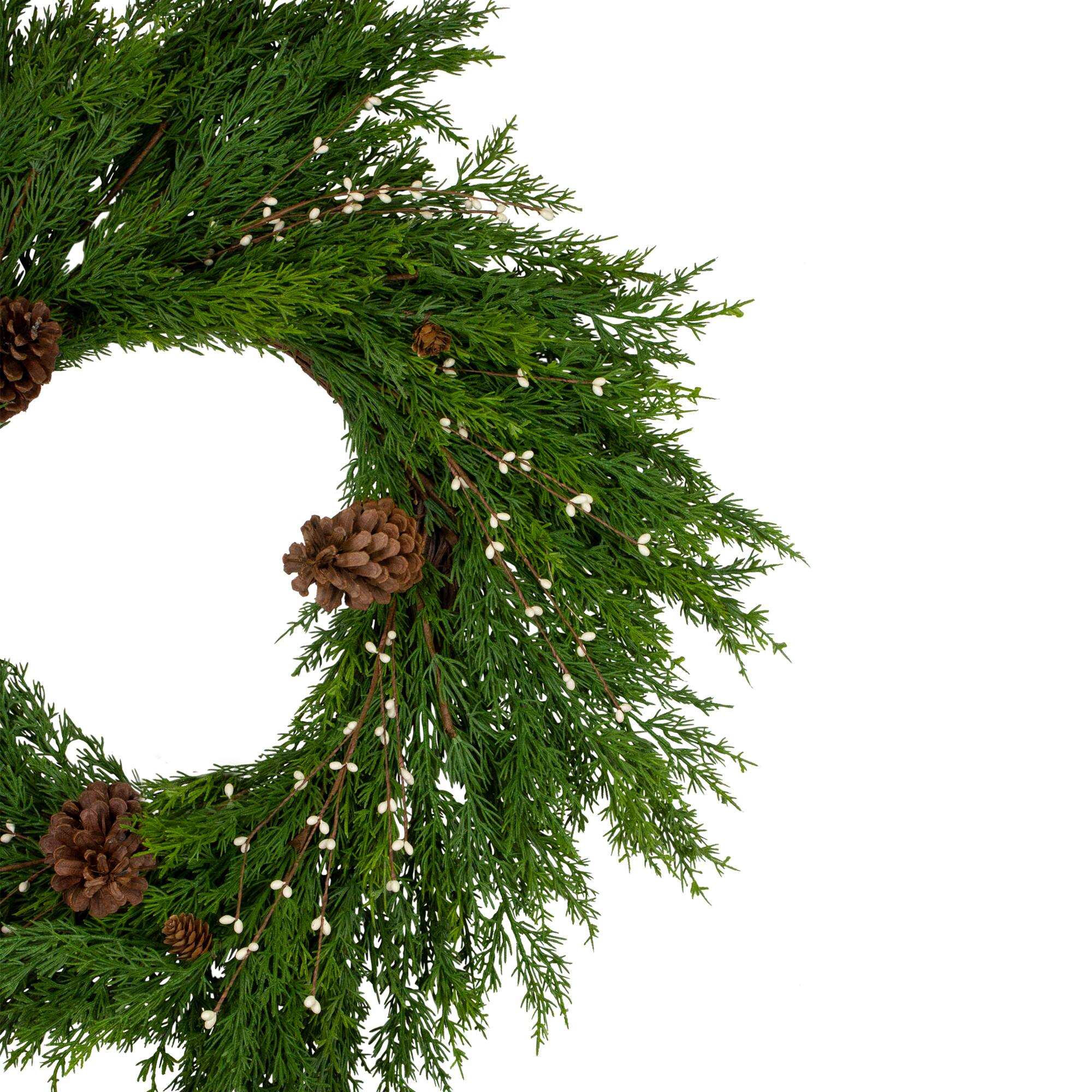 32" Real Touch™ Cedar, Pinecone & White Berry Wreath