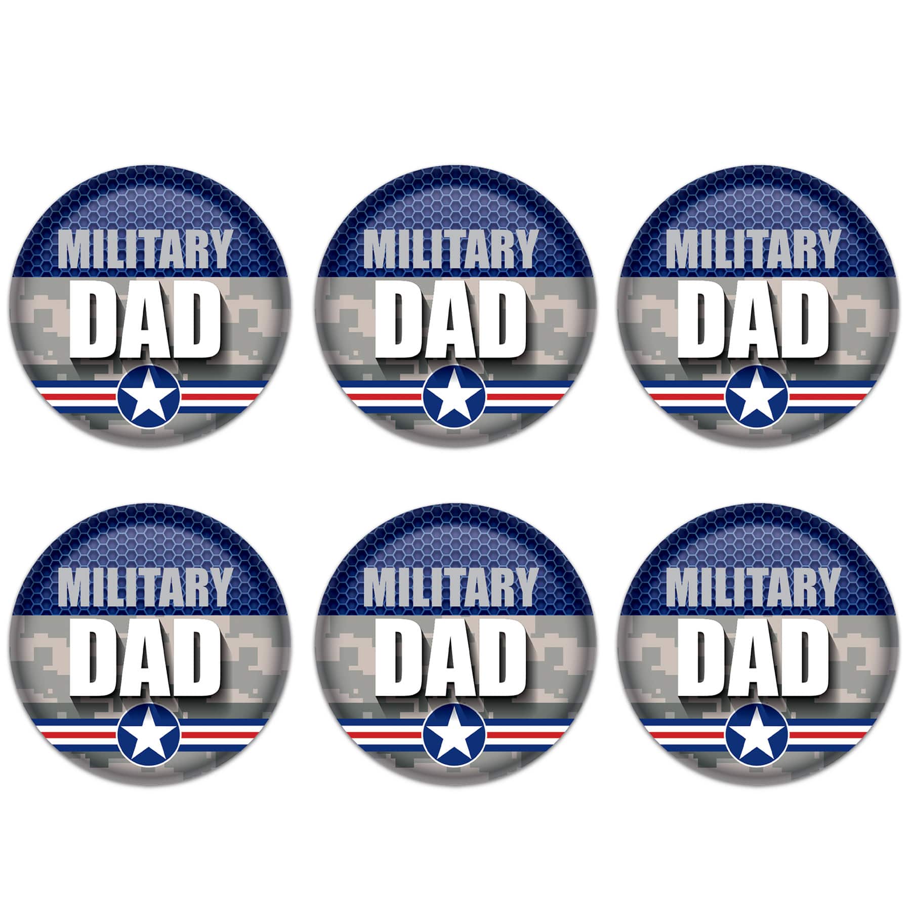 Beistle 2" Camouflage Military Dad Buttons, 6ct.