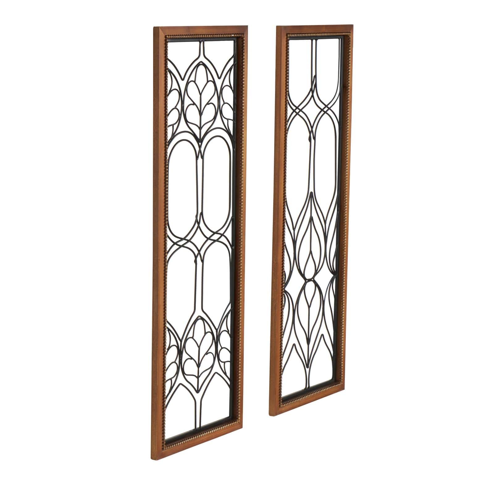 31.25" Metal Geometric Wire Cutout Wall Décor with Beaded Accents, 2ct.
