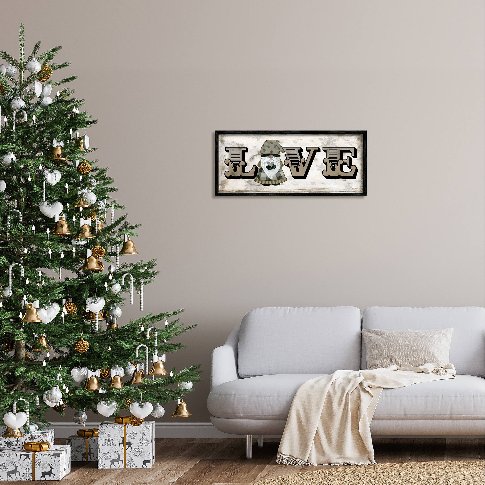 Stupell Industries Holiday Patterned Love Gnome Framed Giclee Art