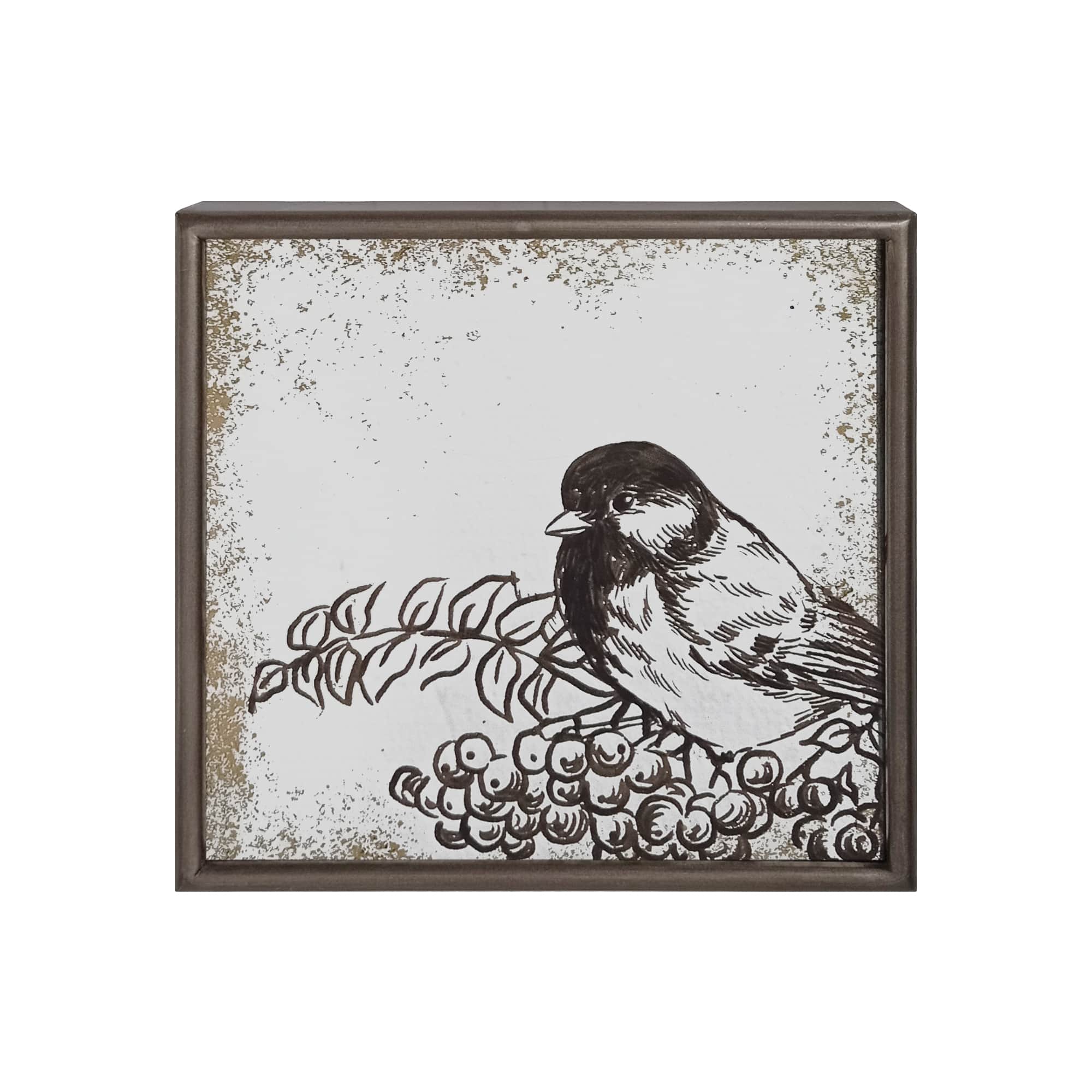 Melrose 8" x 8" Bird Silhouette Mirror Plaques Set