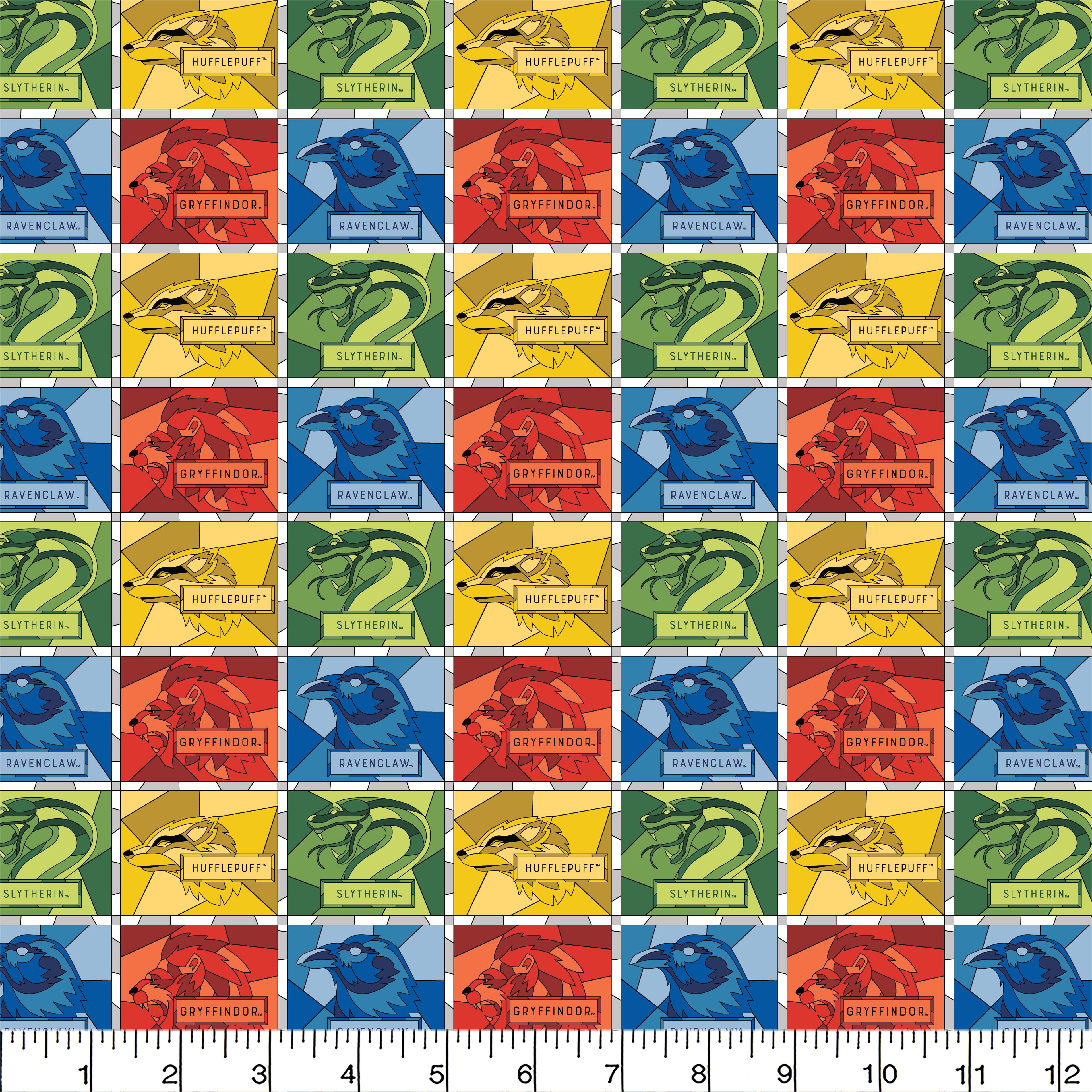Harry Potter™ Stained Glass Blocks Cotton Fabric