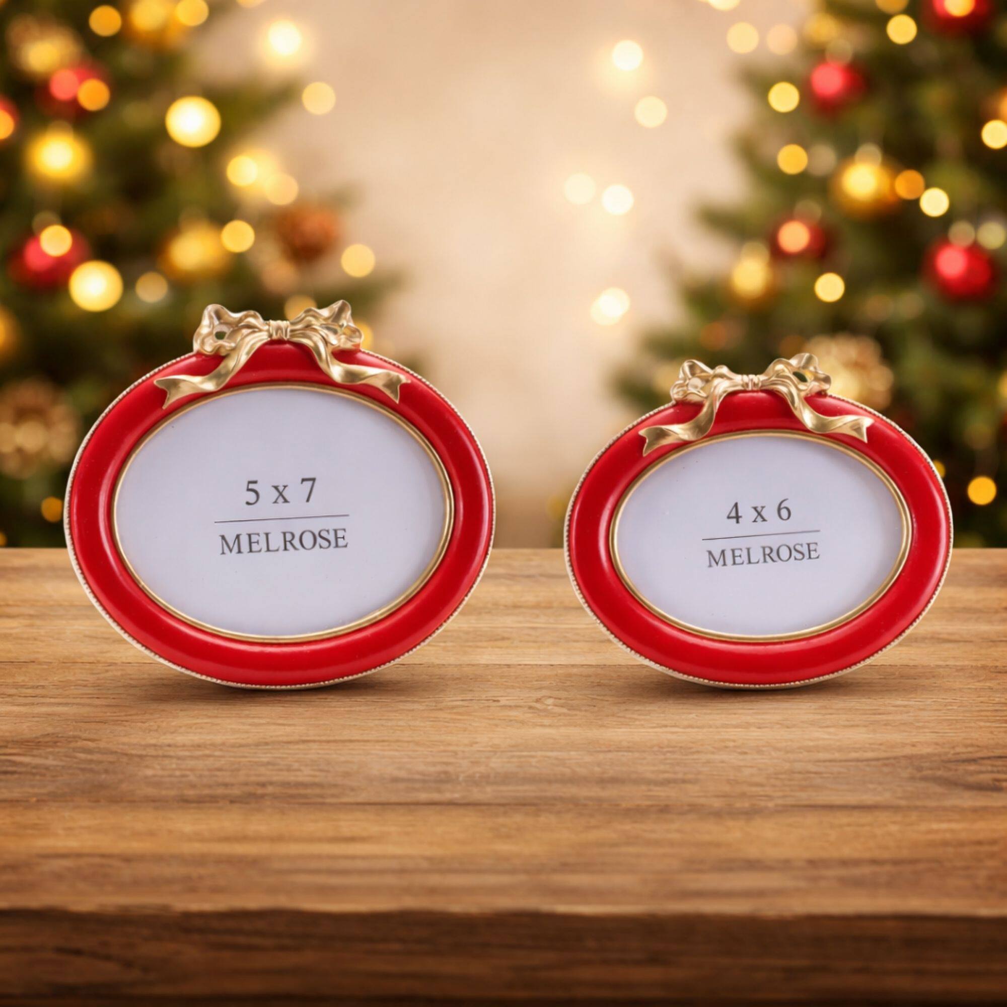 Melrose Red Oval Bow Photo Frames Set