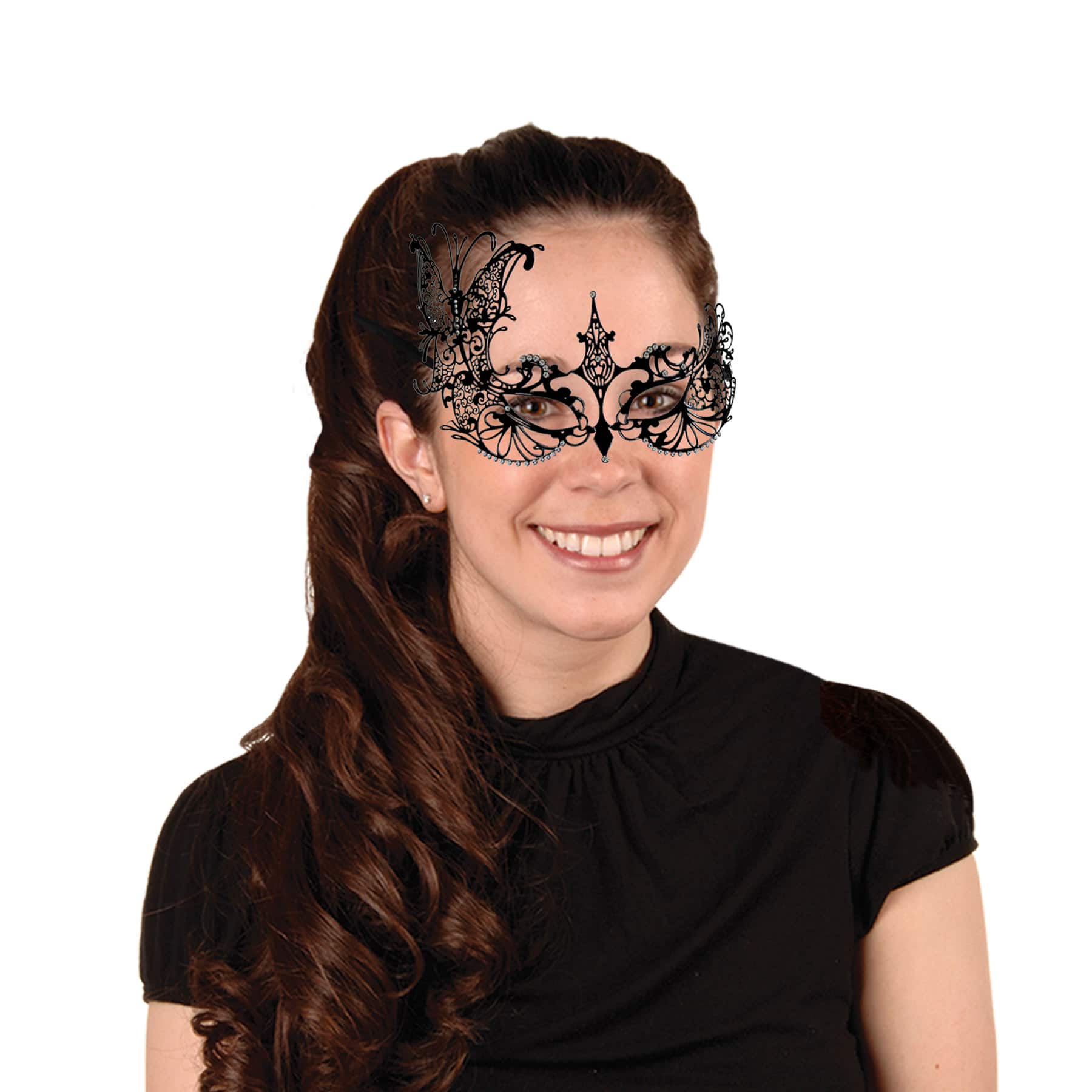 Beistle Black Metal Filigree Masquerade Mask