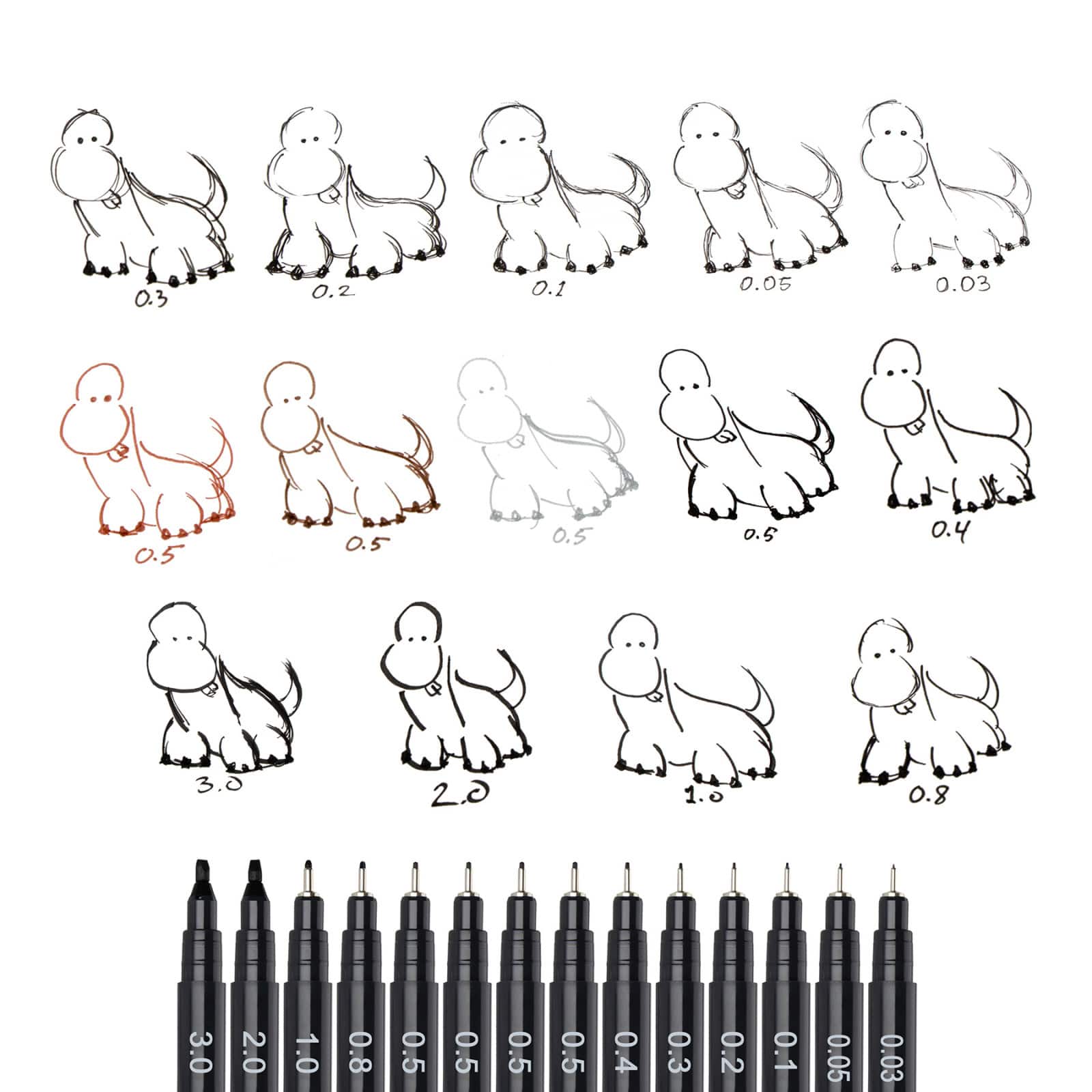 Pentel Arts® Pointliner™ Black 5 Piece Pen Set