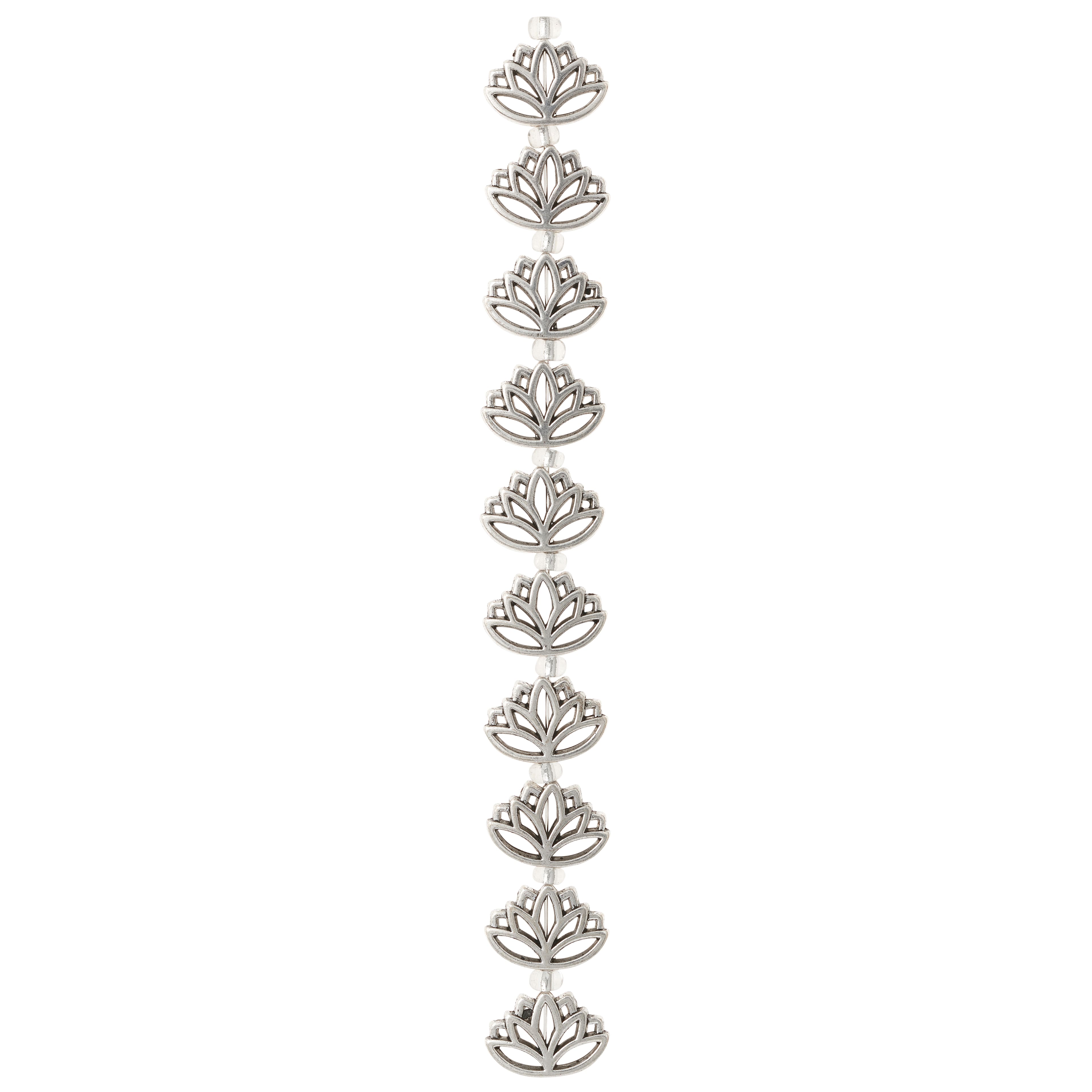 12 Pack: Silver Metal Lotus Beads, 16mm by Bead Landing™