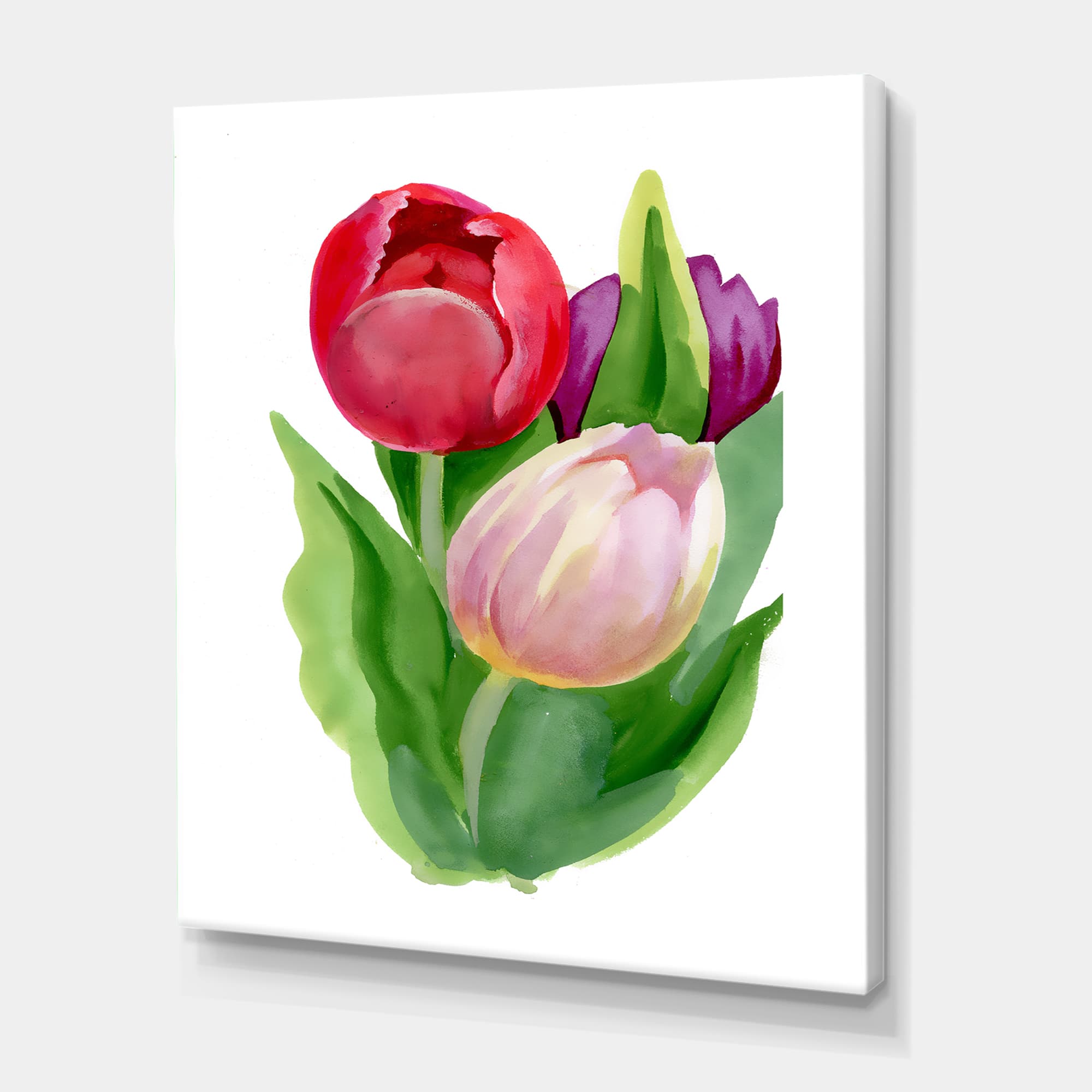 Designart - Beautiful Tulip Flowers - Traditional Canvas Wall Art Print