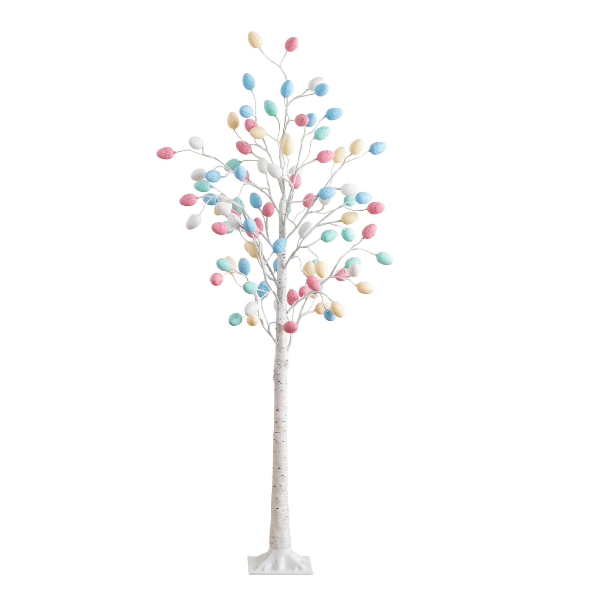 6ft. Pre-Lit Artificial Easter Twig Tree with 96 Egg Shaped LED Ornaments