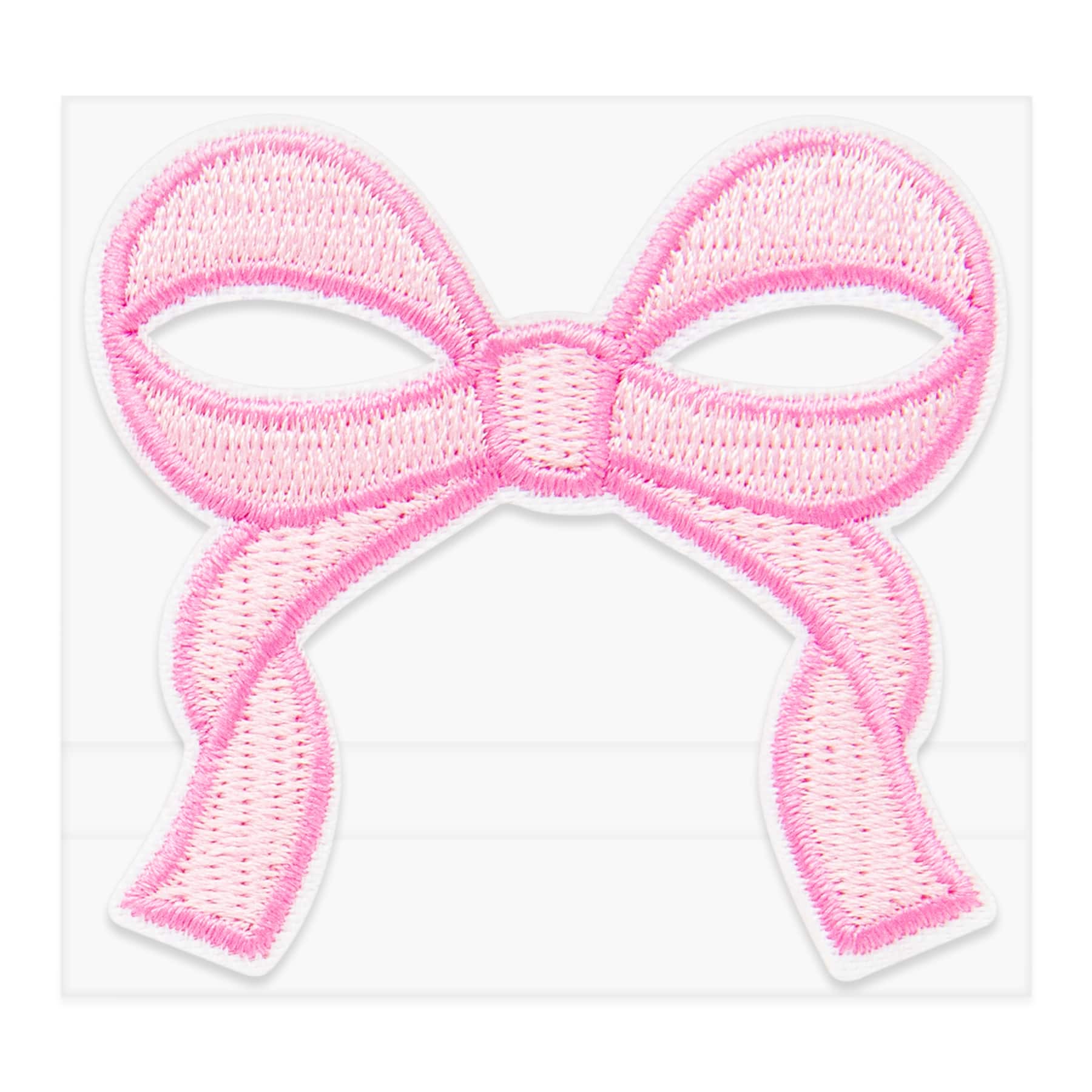 Pink Embroidered Bow Iron-On & Adhesive Patch by Make Market®