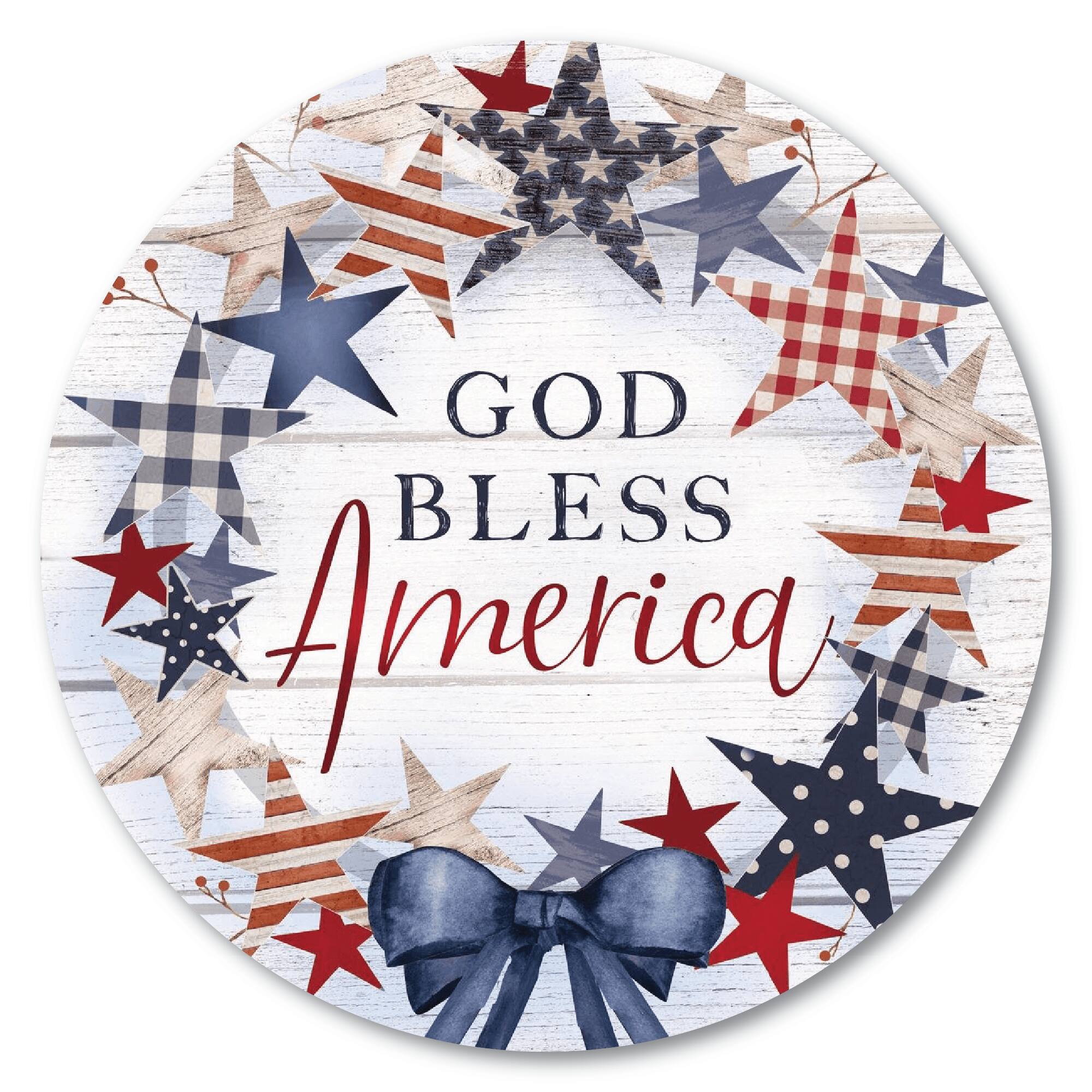 Courtside Market® Celebrate 250™ Wounded Warrior Project® God Bless America Wreath Circular Wood Décor