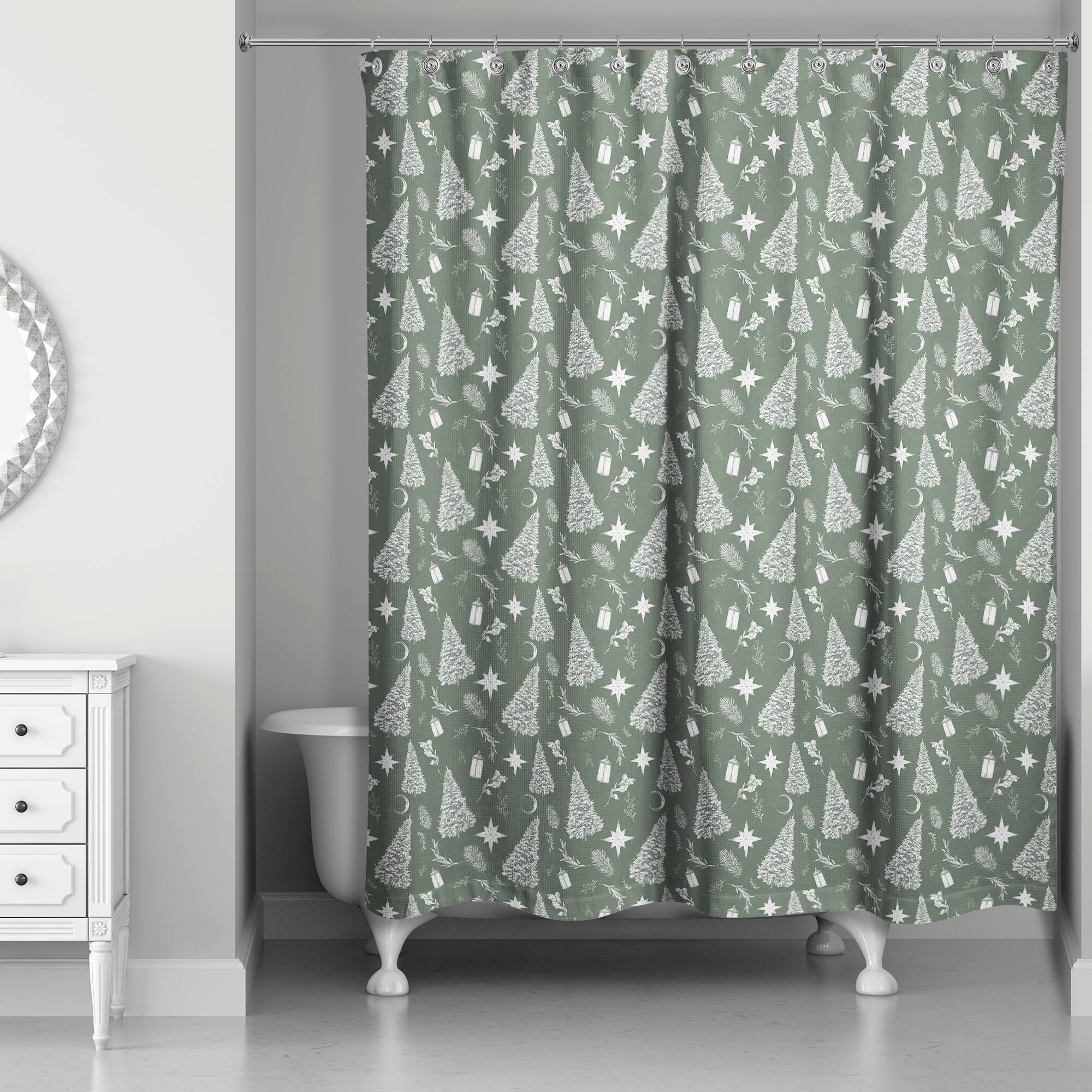 Designs Direct Sage Christmas 71" x 74" Shower Curtain