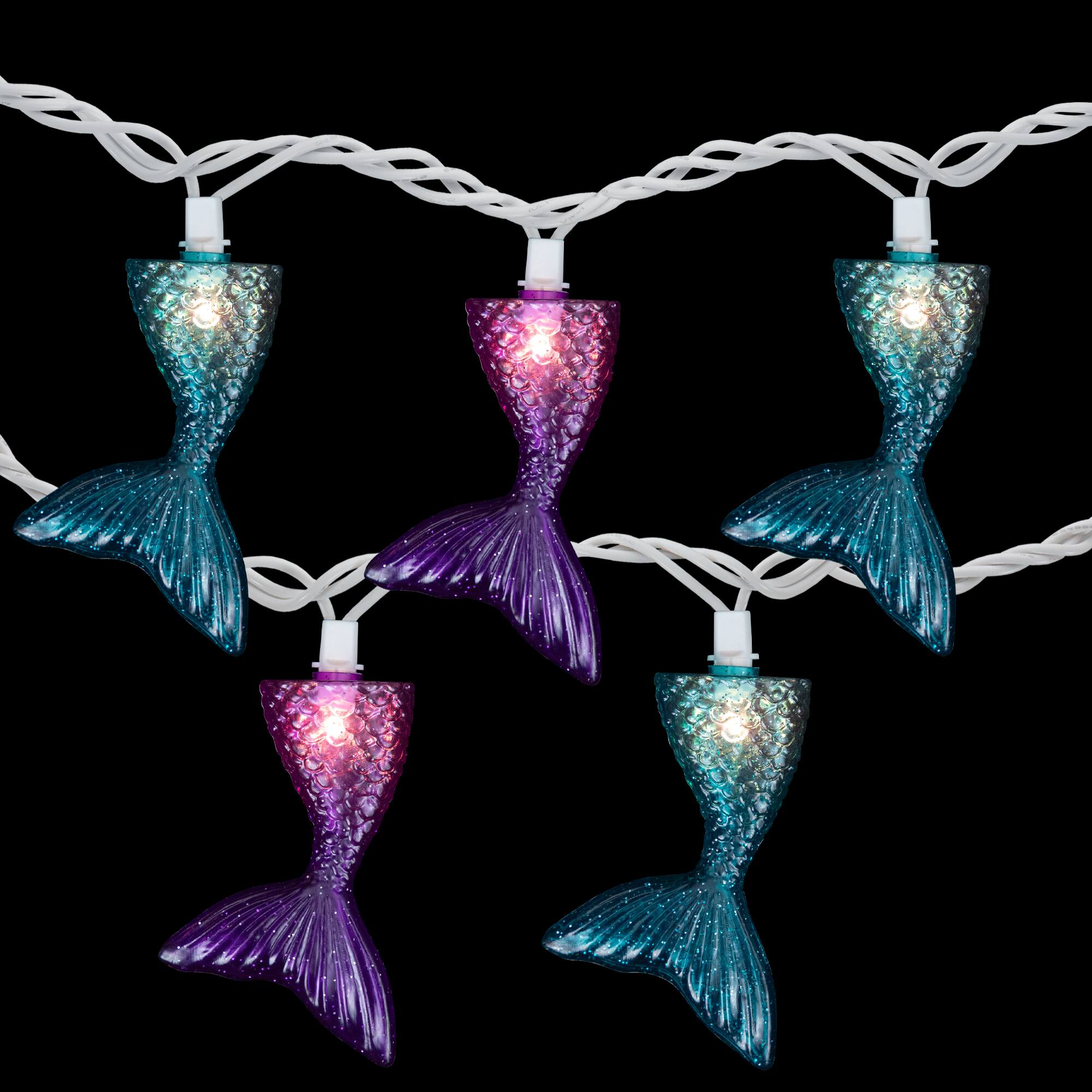 10ct. Mermaid Tails Patio String Lights with White Wire