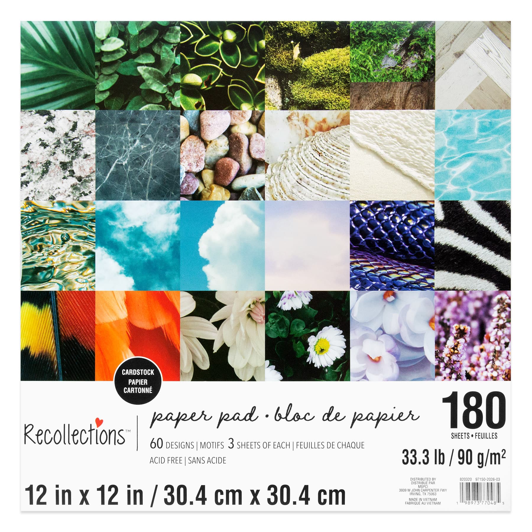 12" x 12" Photoreal Cardstock Paper Pad by Recollections™, 180 Sheets