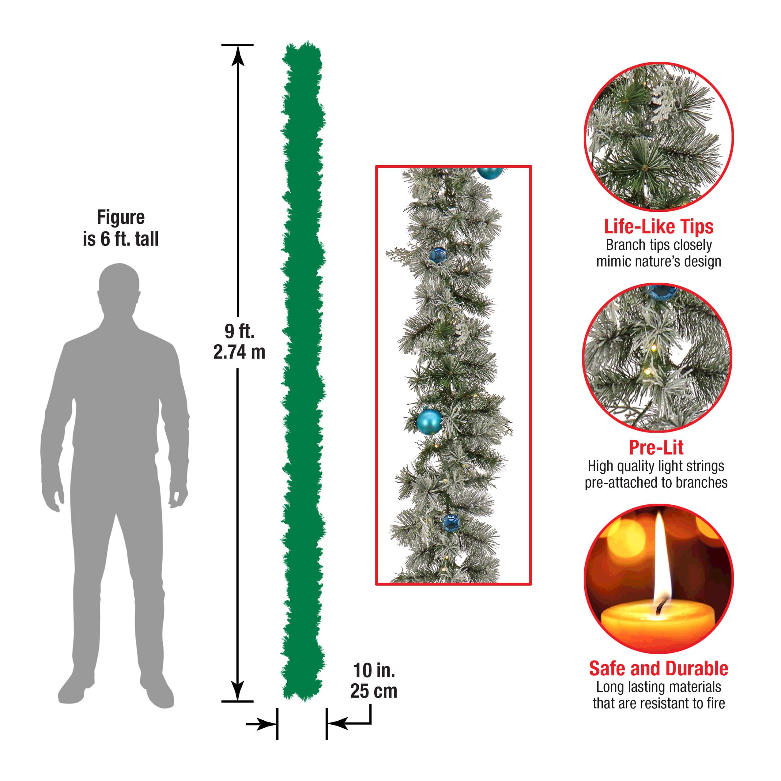 9ft. Tinkham Pine Garland With LED Lights
