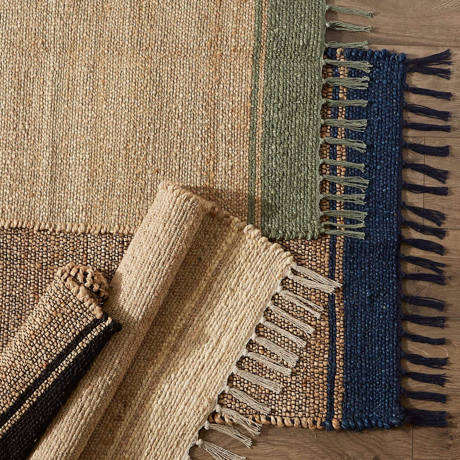 DII® French Blue With Natural Jute Stripes Hand-Loomed Rug, 2ft. x 3ft.