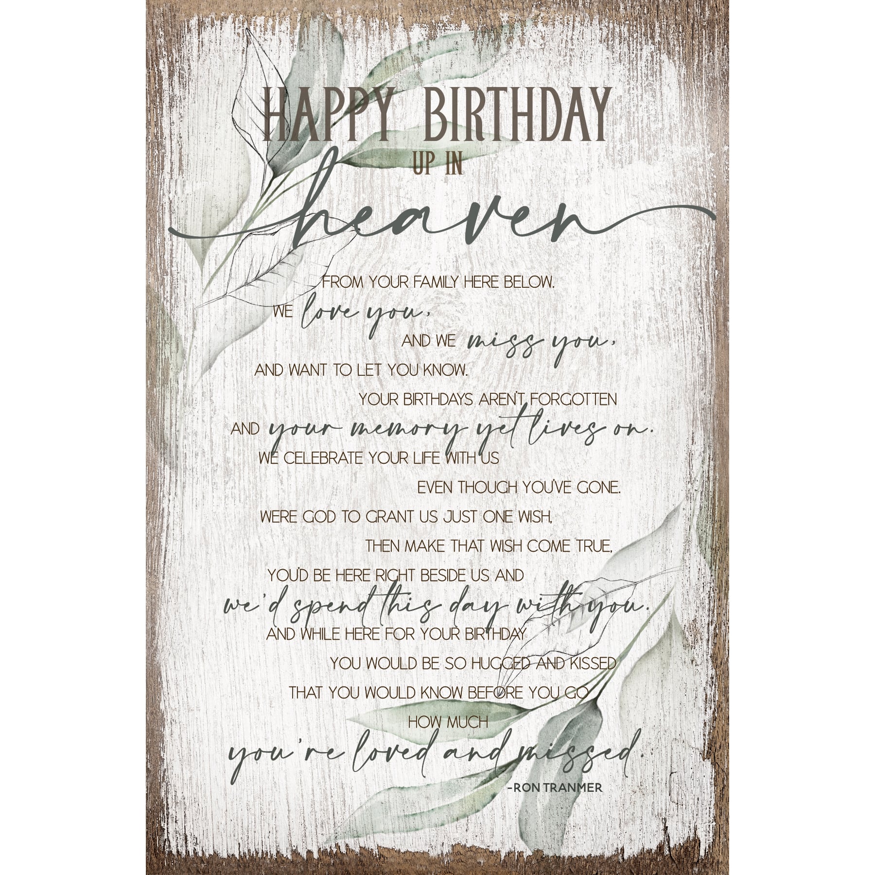 Happy Birthday In Heaven Inspirational Wood Plaque